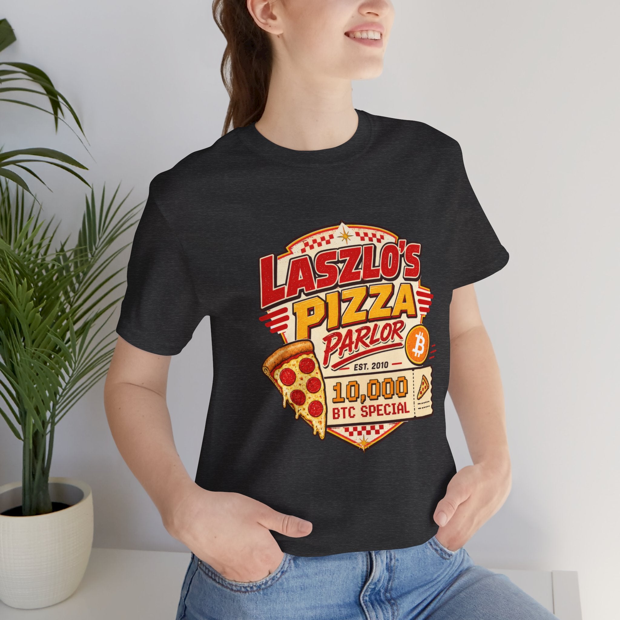 Laszlo's Pizza Parlor 10,000 Bitcoin Pizza Day Tee | Bella Canvas 3001