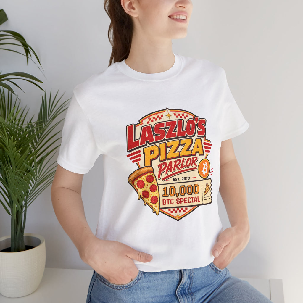 Laszlo's Pizza Parlor 10,000 Bitcoin Pizza Day Tee | Bella Canvas 3001