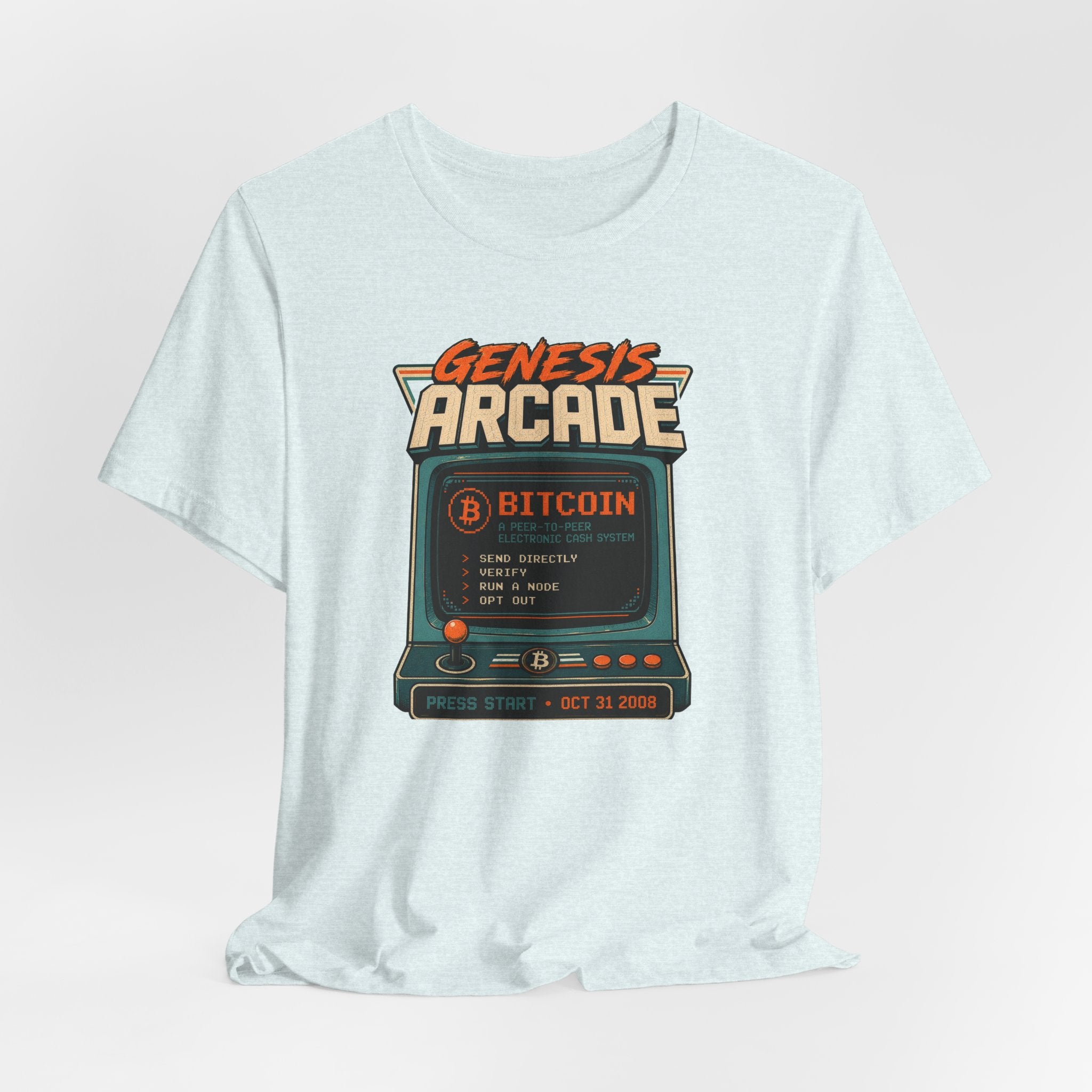 Bitcoin Genesis Block Retro Arcade T-Shirt | Bella Canvas 3001