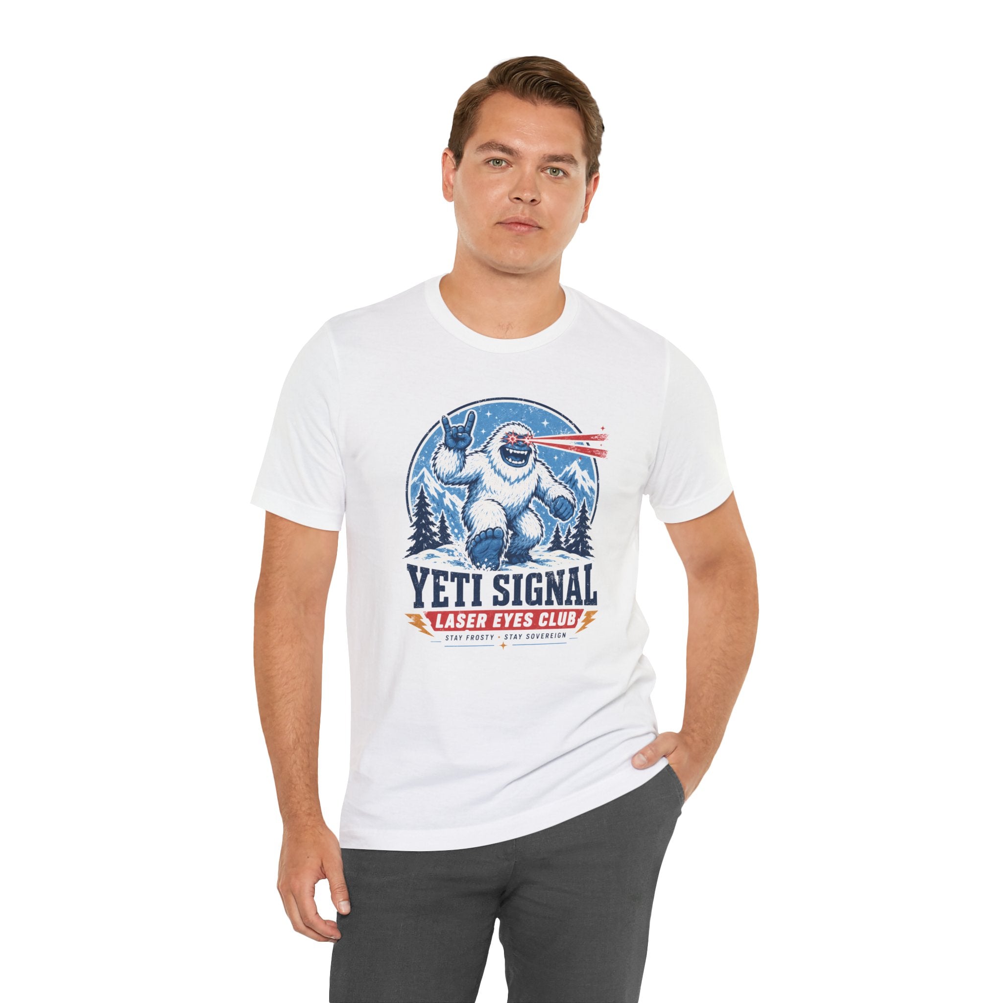 Yeti Signal Laser Eyes Club Bitcoin T-Shirt | Bella Canvas 3001