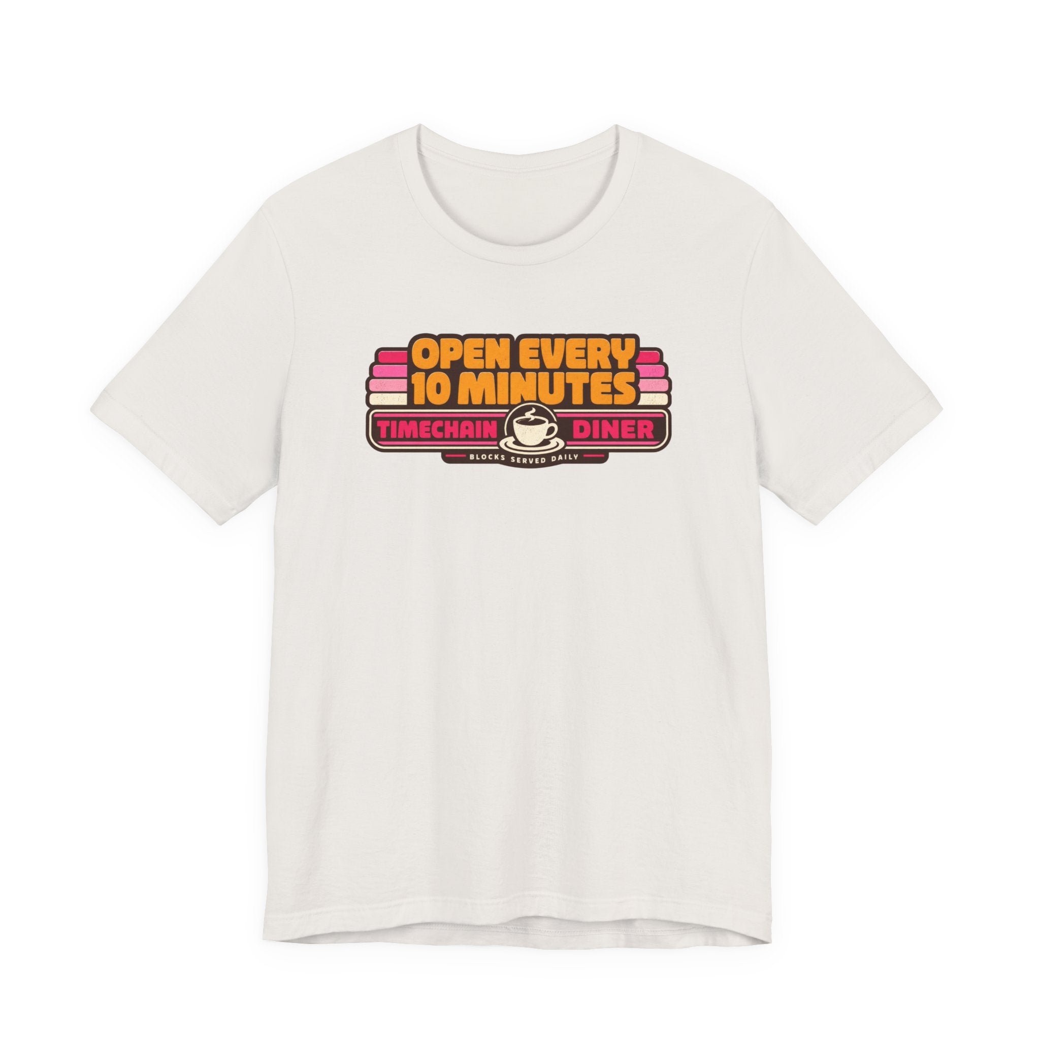 Incognito Open Every 10 Minutes Timechain Diner Tee | Retro Coffee T-Shirt | Bella Canvas 3001