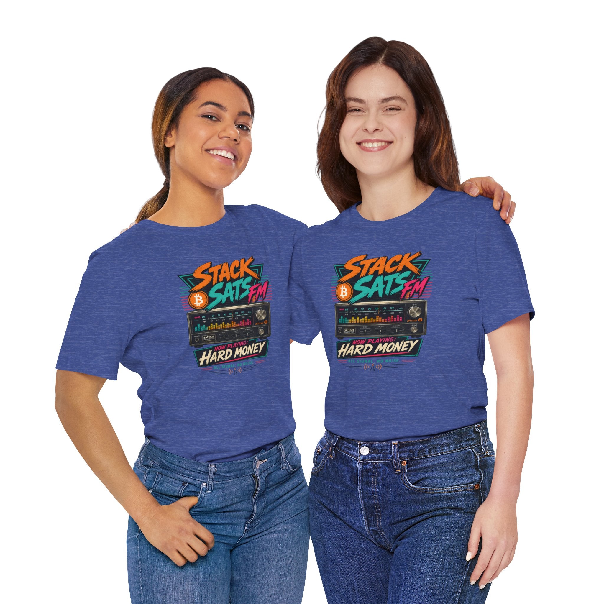 Stack Sats FM Radio cassette graphic T-shirt | Bitcoin hard money 80s retro Tee | Bella Canvas 3001