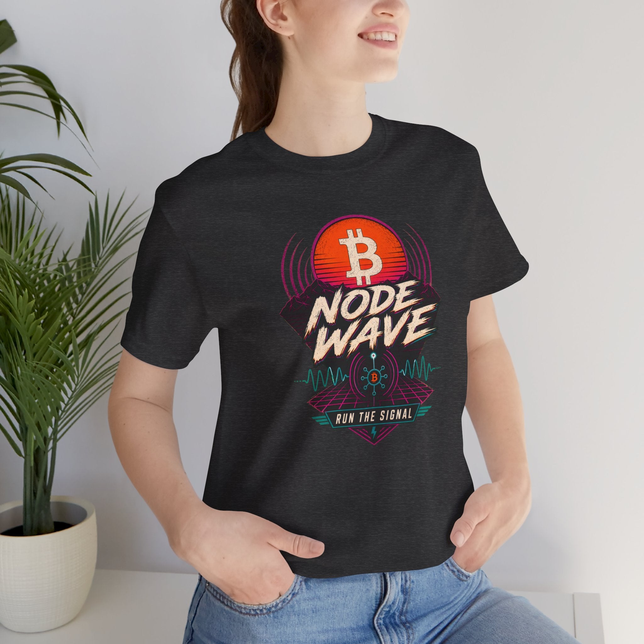 Bitcoin Node Wave "Run the Signal" Retro Tee | Bella Canvas 3001