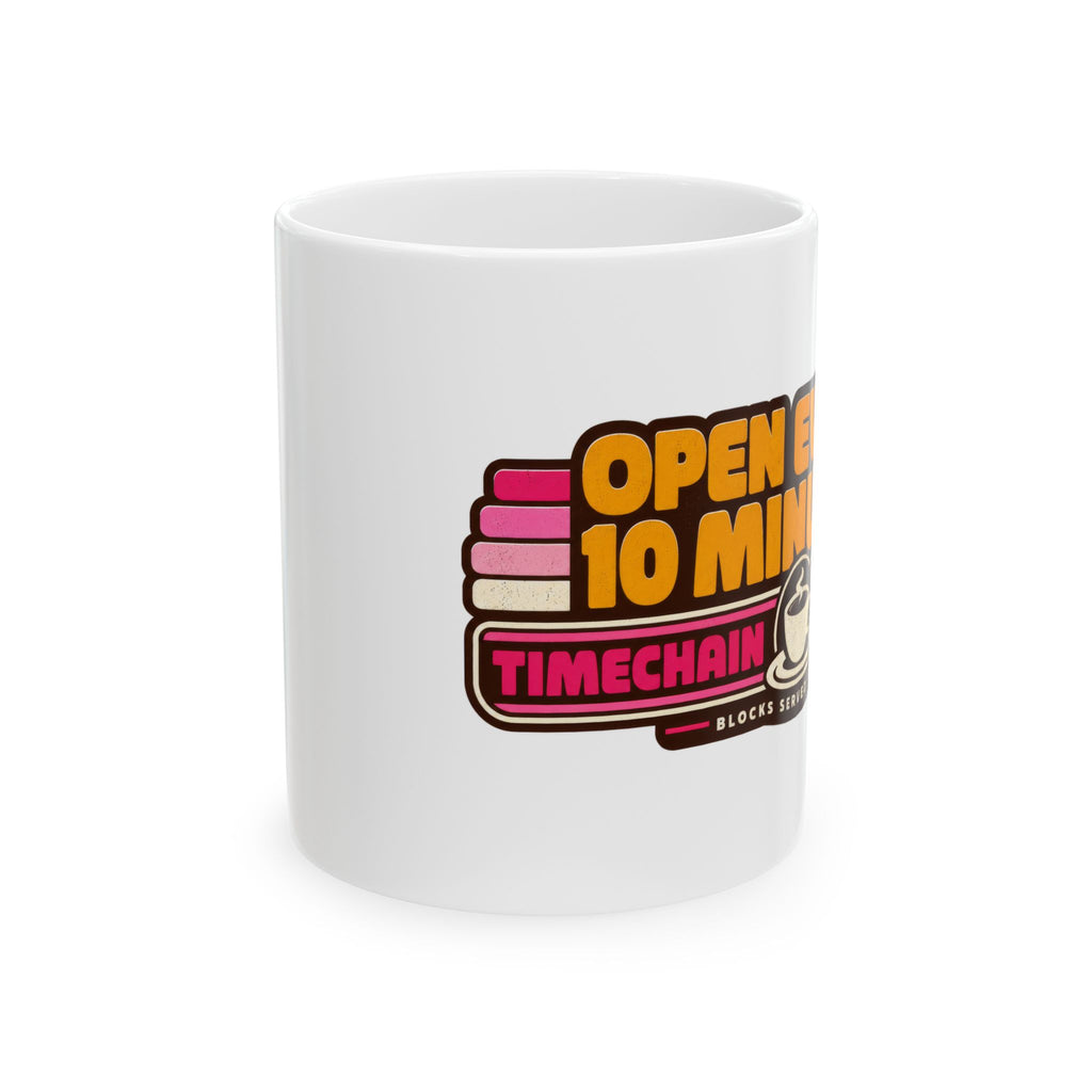 Open Every 10 Minutes Timechain Mug | Retro Coffee Mug | 11oz and 15 oz