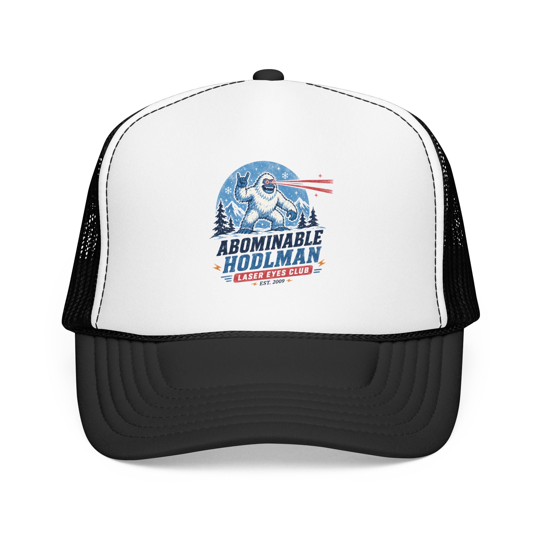 Abominable HODLman Laser Eyes Club Foam Trucker Hat