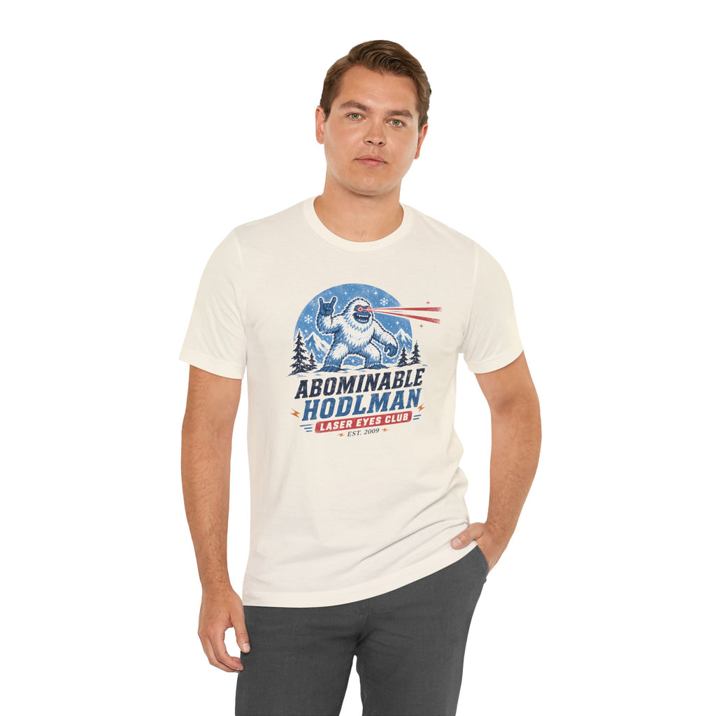 Abominable Hodlman Laser Eyes Club Bitcoin Tee | Yeti Holiday Shirt | Bella Canvas 3001