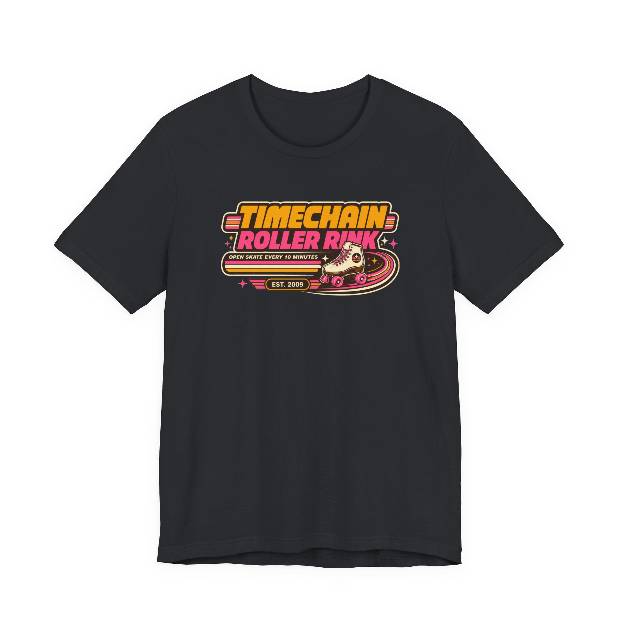 Incognito Timechain Roller Rink Bitcoin graphic tee | Retro roller skate design 