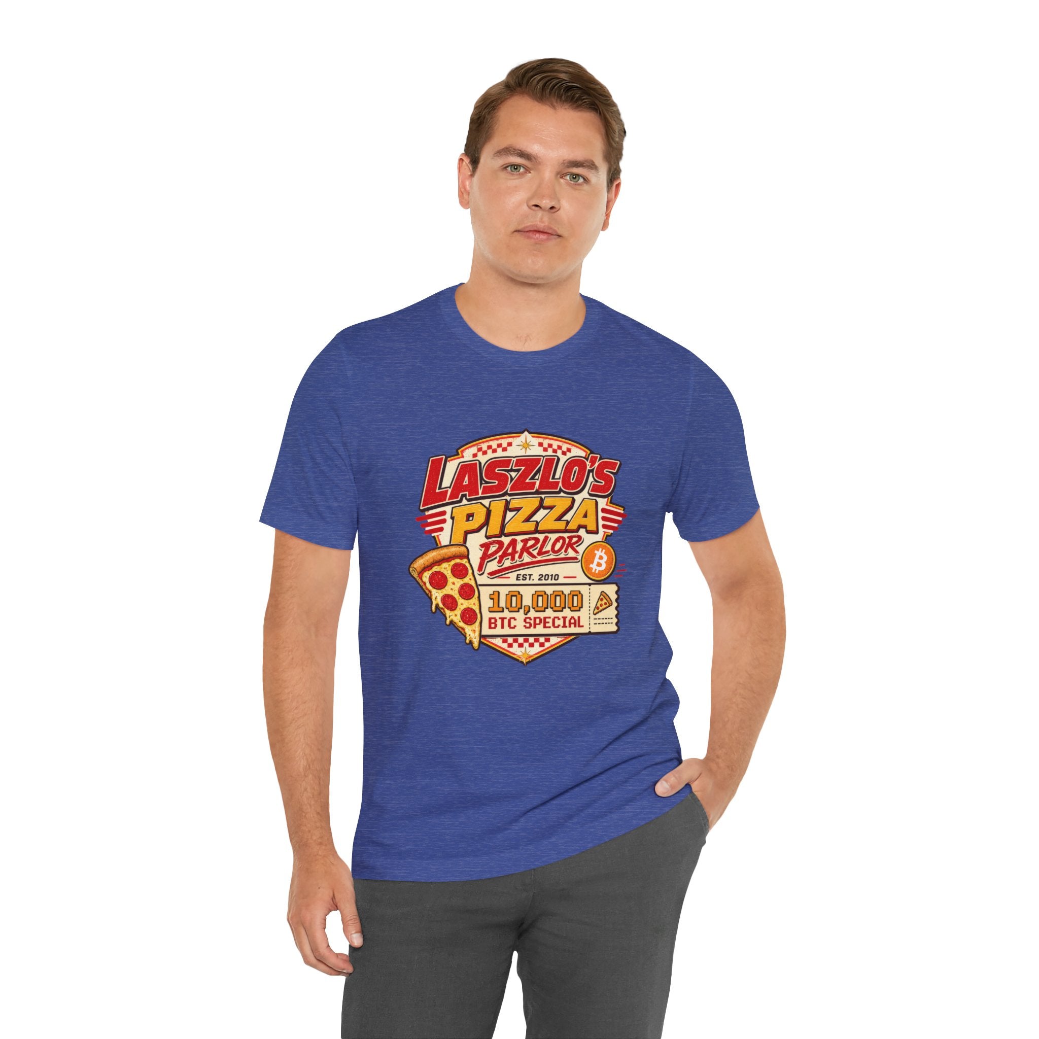 Laszlo's Pizza Parlor 10,000 Bitcoin Pizza Day Tee | Bella Canvas 3001