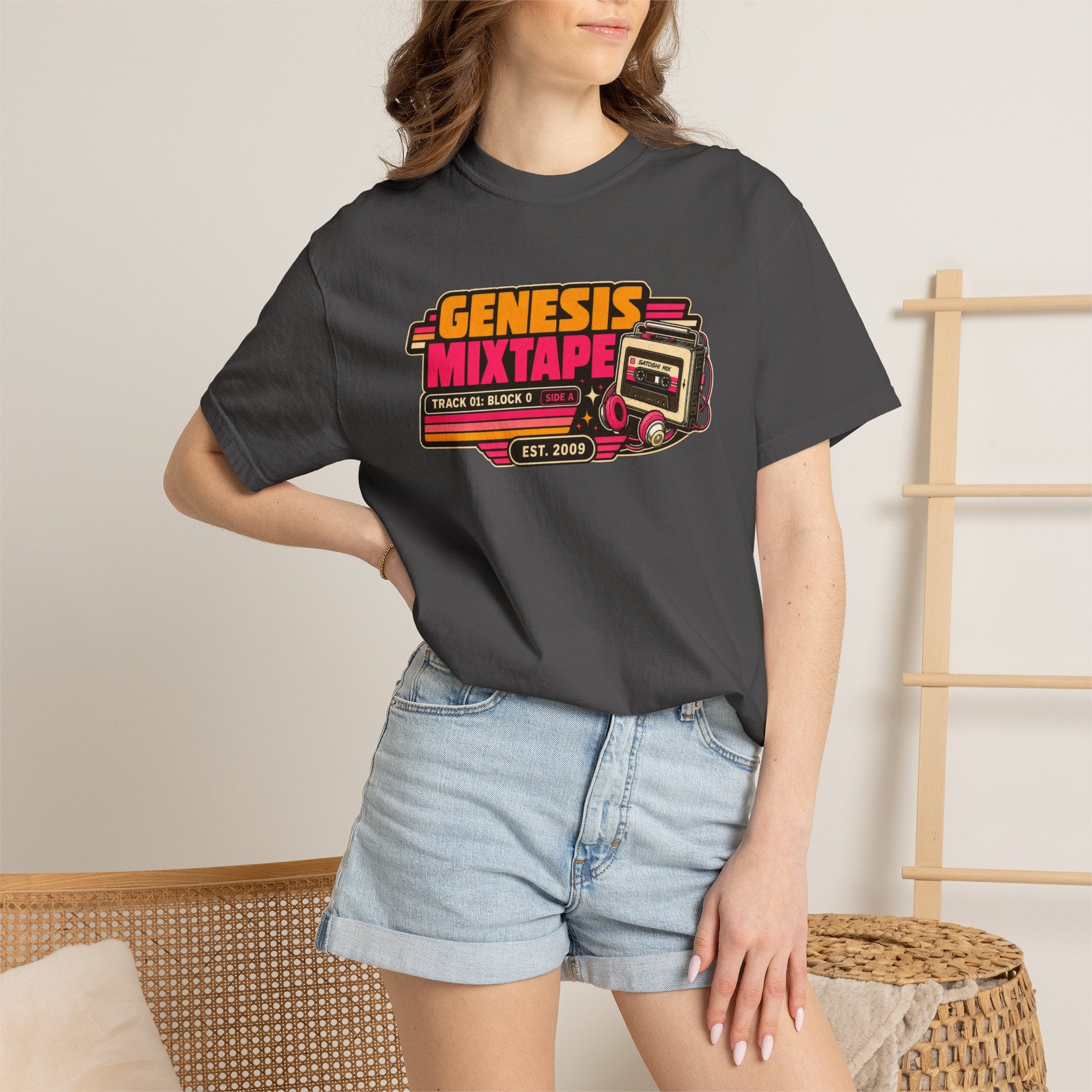 Incognito Heavyweight Genesis Mixtape Retro Cassette T-Shirt | Vintage Music Tee | Comfort Colors 1717