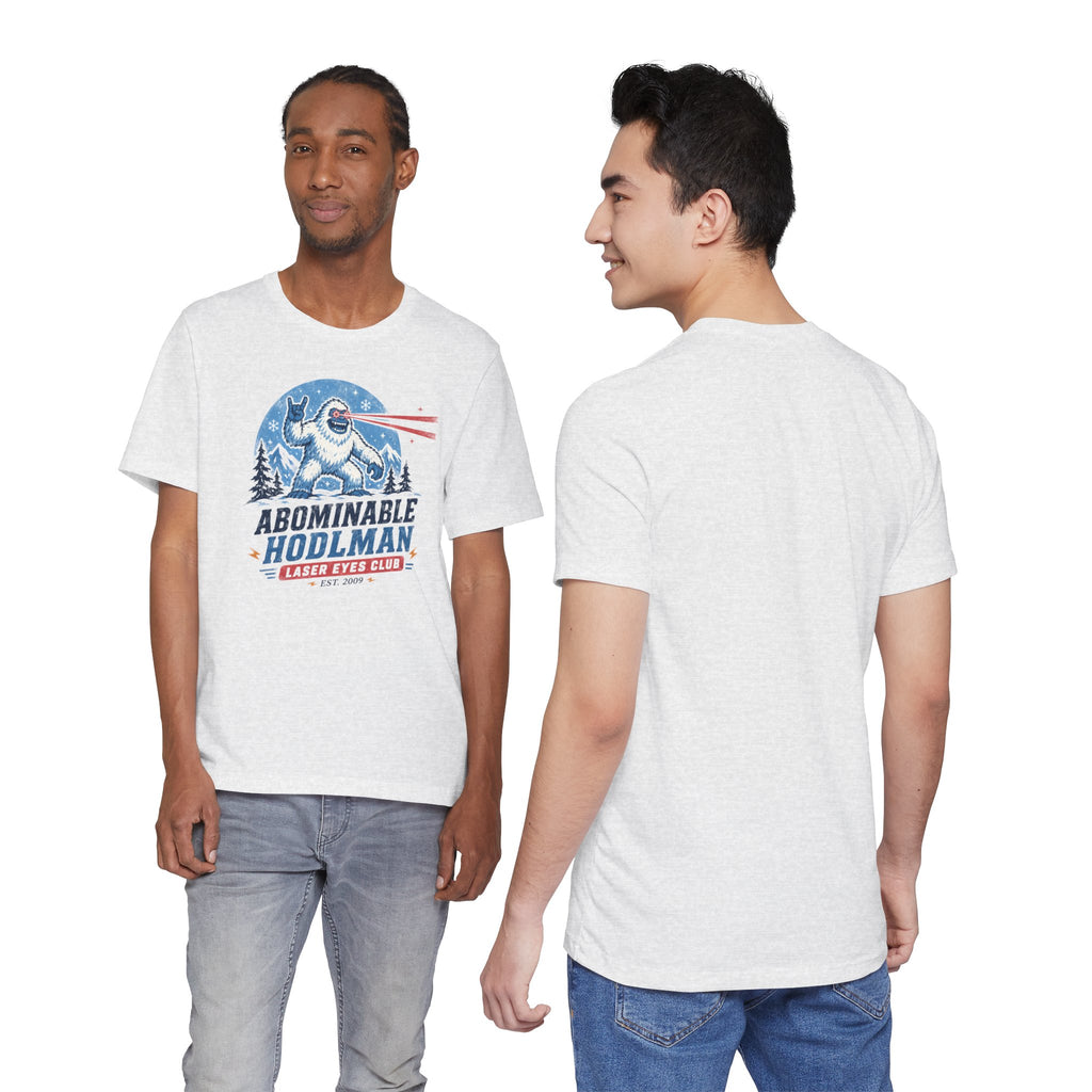 Abominable Hodlman Laser Eyes Club Bitcoin Tee | Yeti Holiday Shirt | Bella Canvas 3001