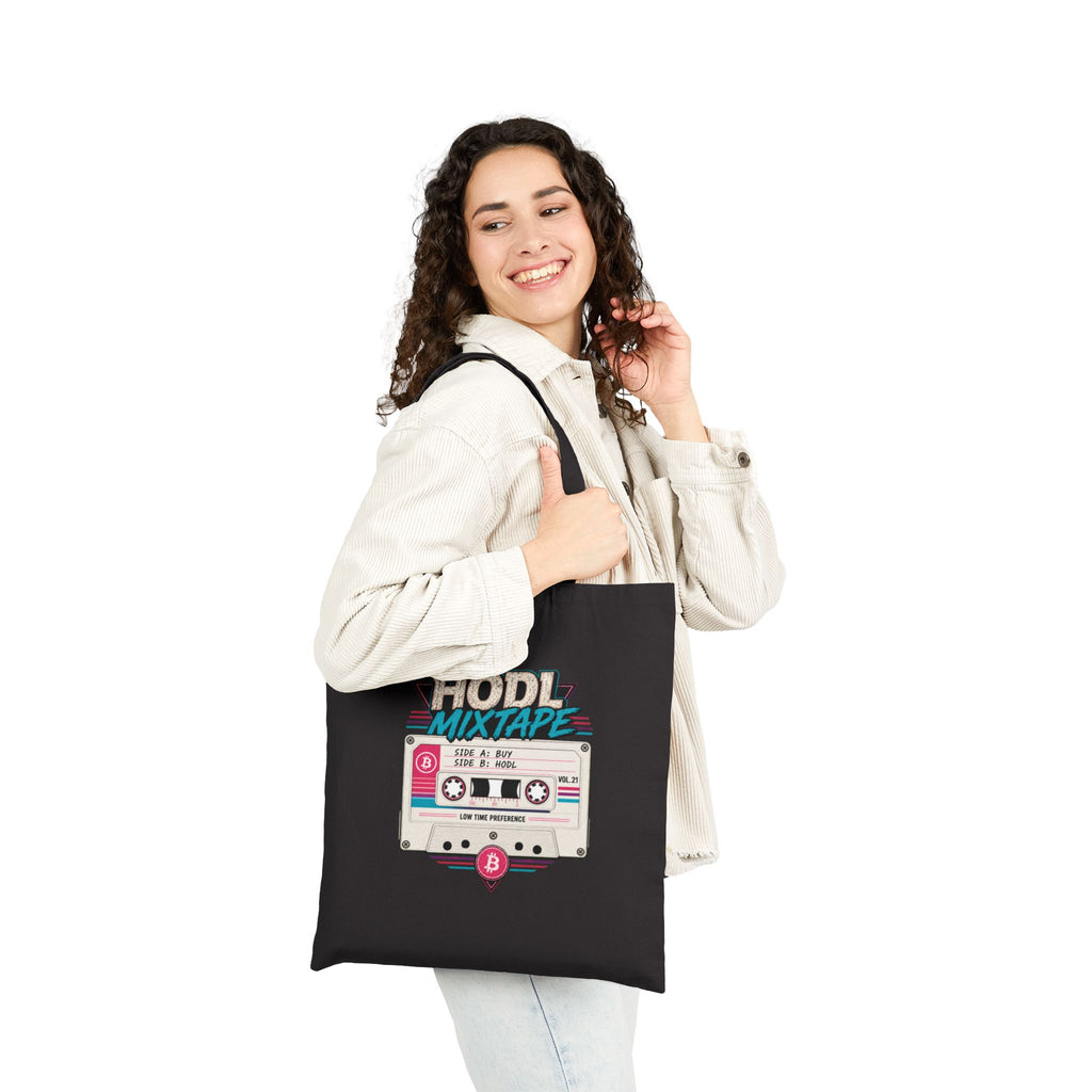 HODL Mixtape cassette tote bag | Cotton canvas tote, Bitcoin retro 80s style