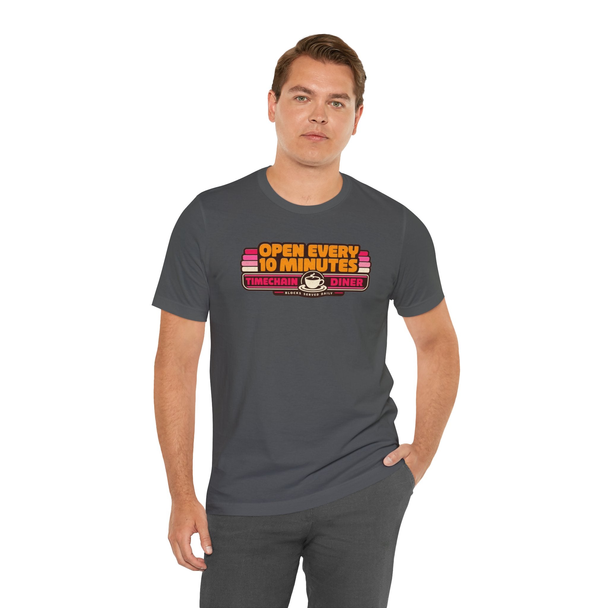 Incognito Open Every 10 Minutes Timechain Diner Tee | Retro Coffee T-Shirt | Bella Canvas 3001