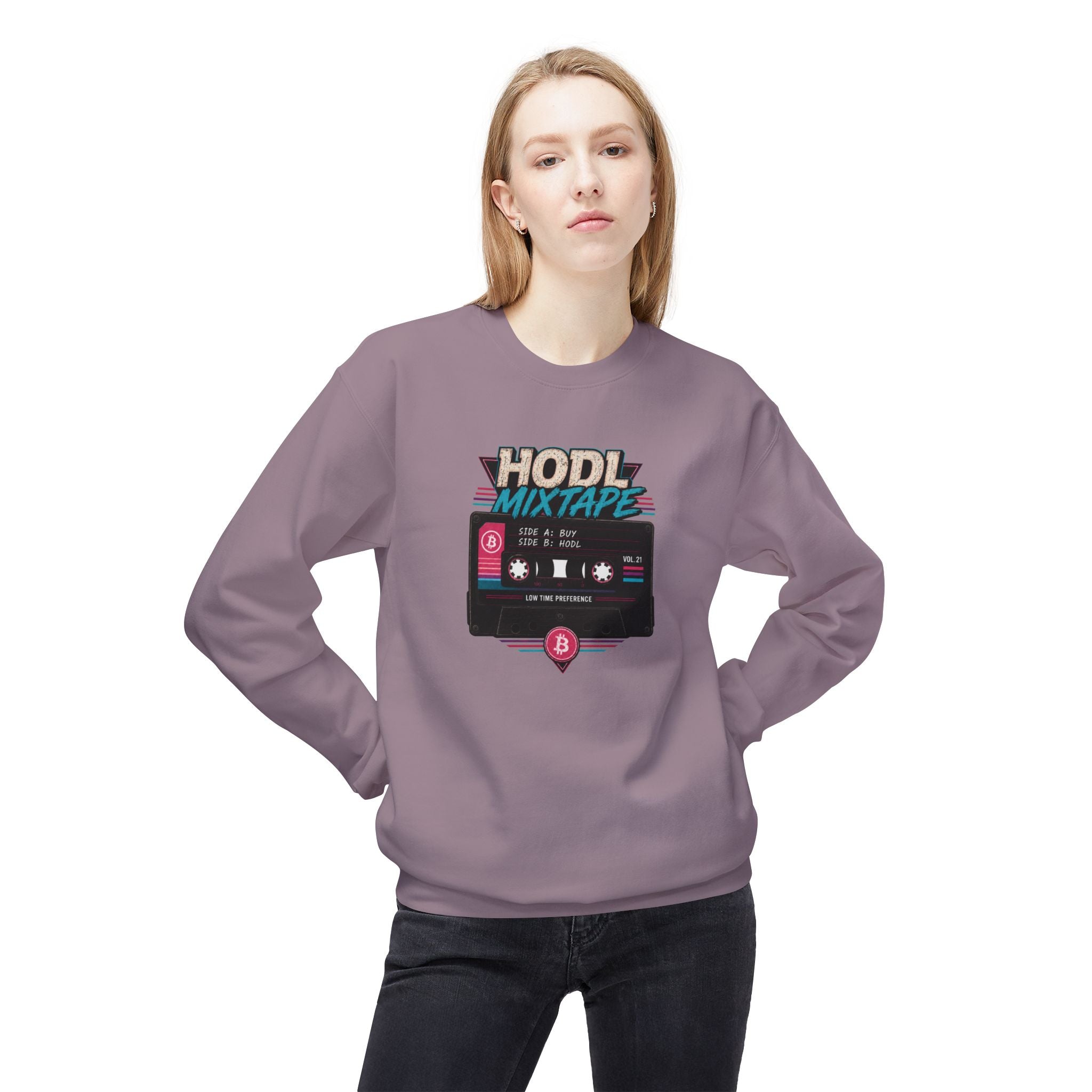 HODL Mixtape cassette design Sweatshirt | Bitcoin retro 80s style | Gildan SF000