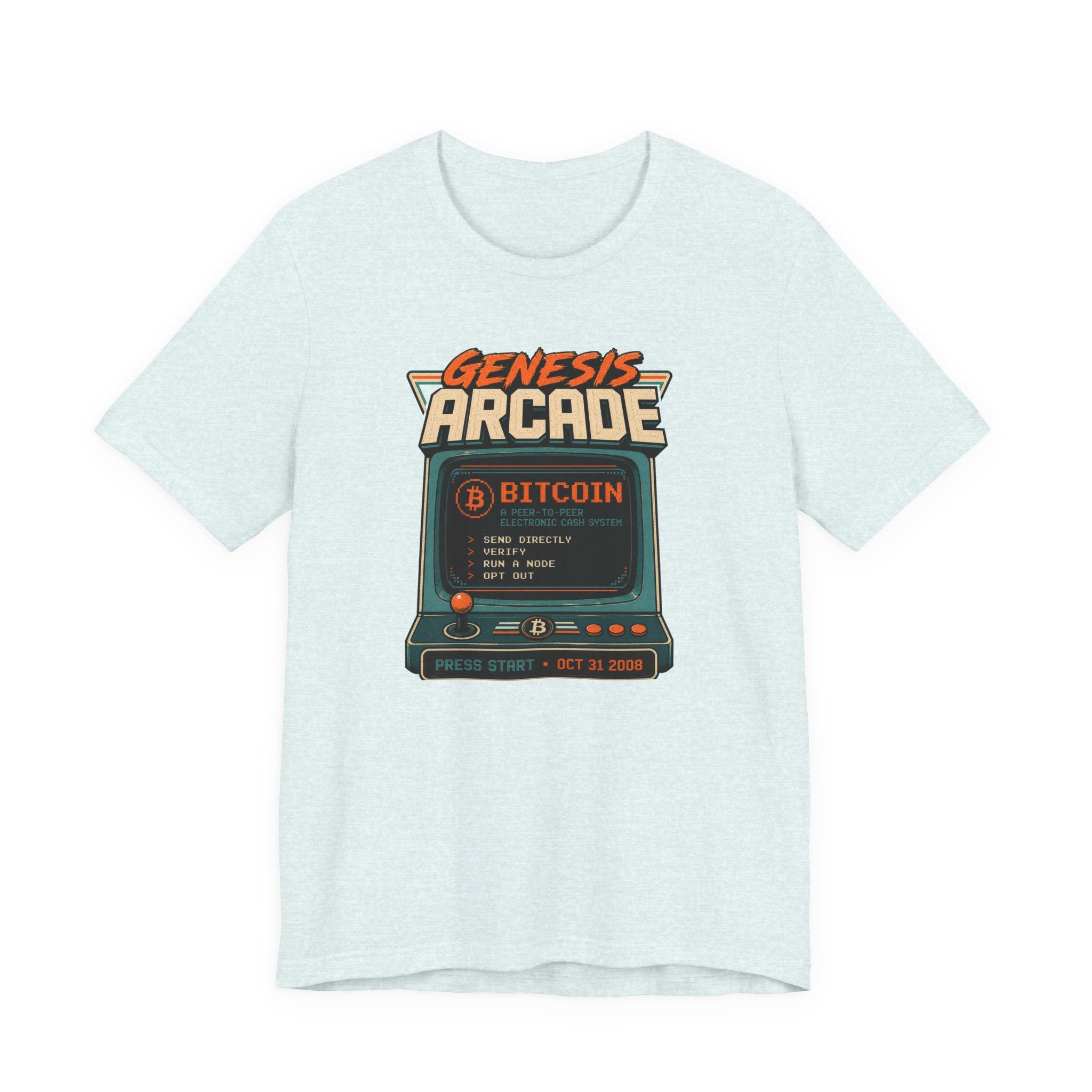 Bitcoin Genesis Block Retro Arcade T-Shirt | Bella Canvas 3001
