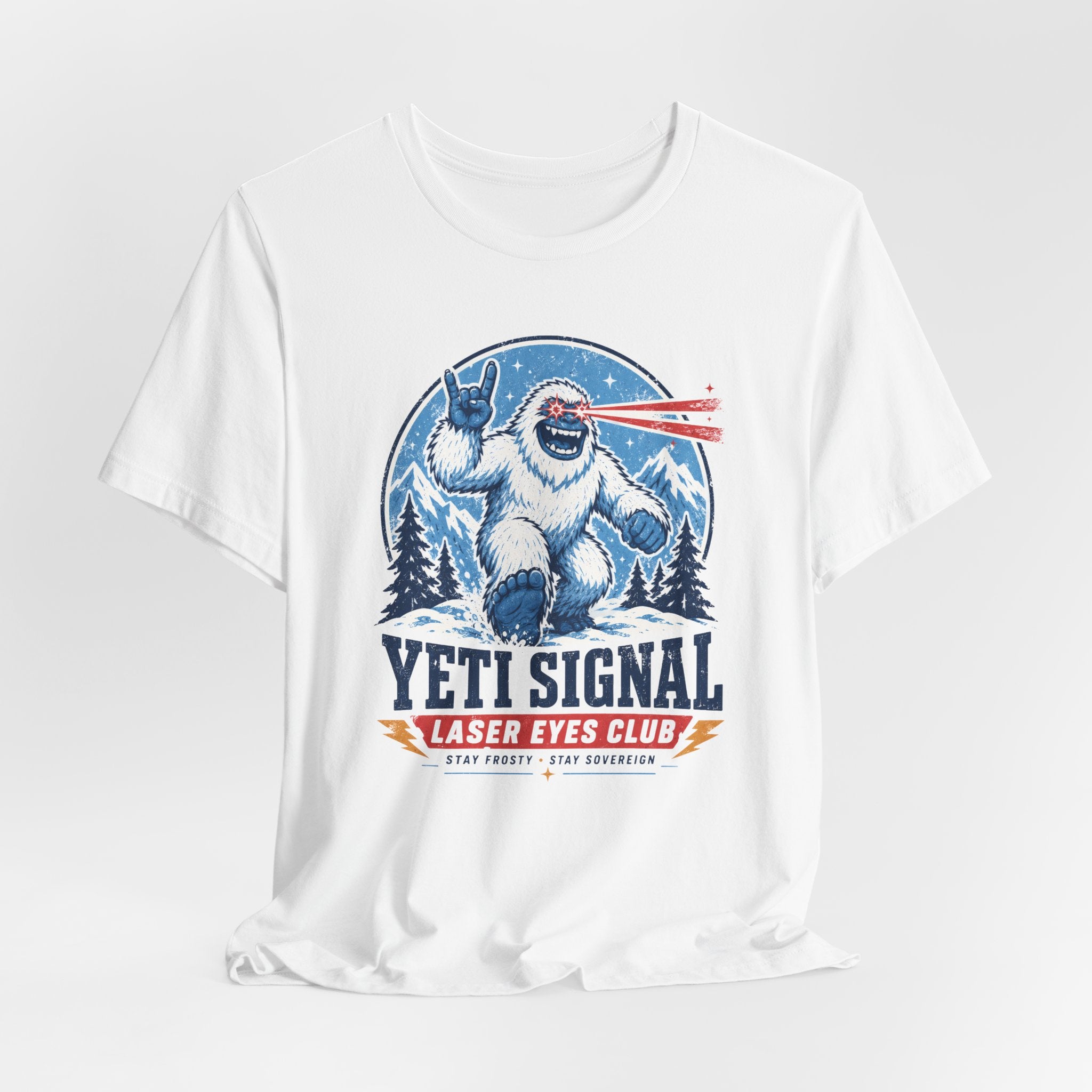 Yeti Signal Laser Eyes Club Bitcoin T-Shirt | Bella Canvas 3001