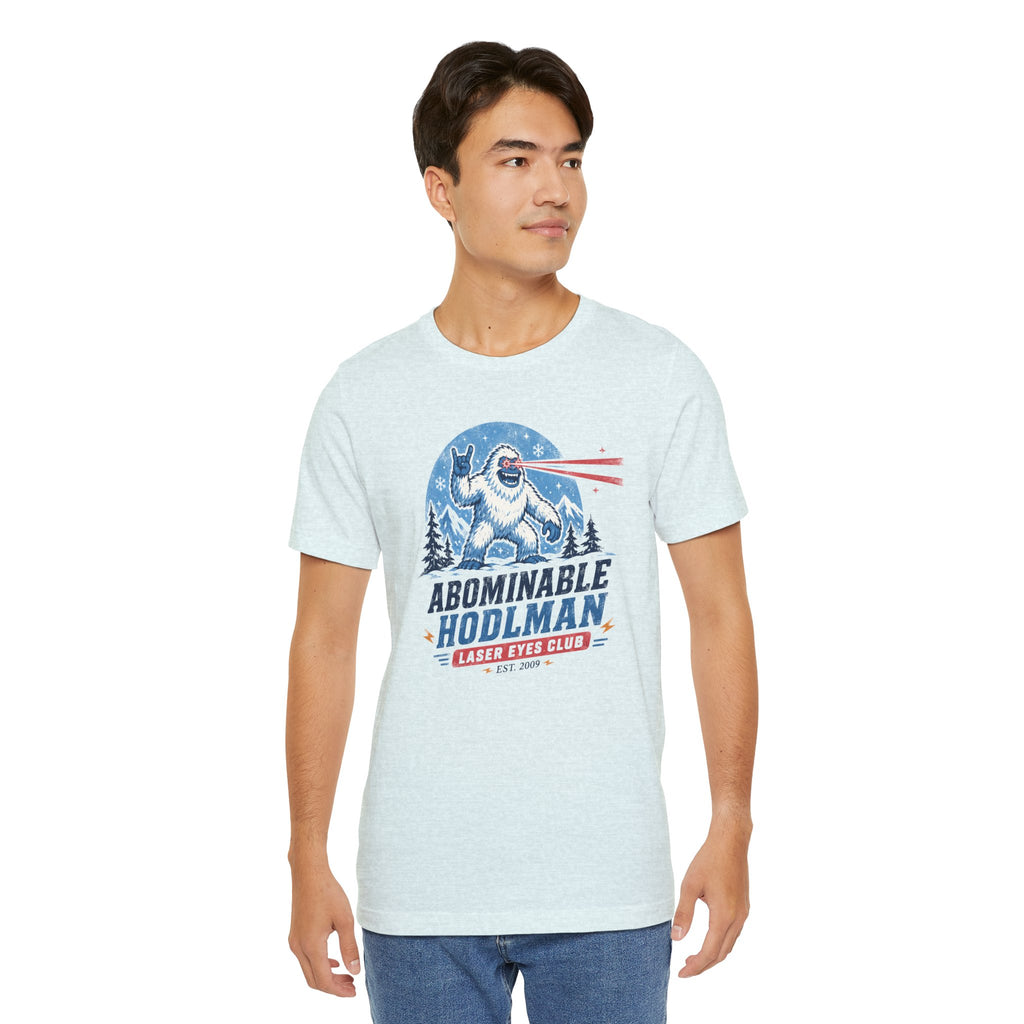Abominable Hodlman Laser Eyes Club Bitcoin Tee | Yeti Holiday Shirt | Bella Canvas 3001