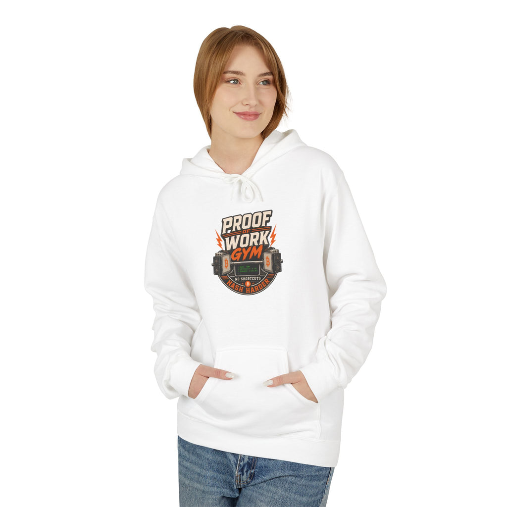 Proof of Work Bitcoin Mining Gym Hoodie | Weightlifting barbell vintage emblem, Train Hard, Hash Harder Pullover