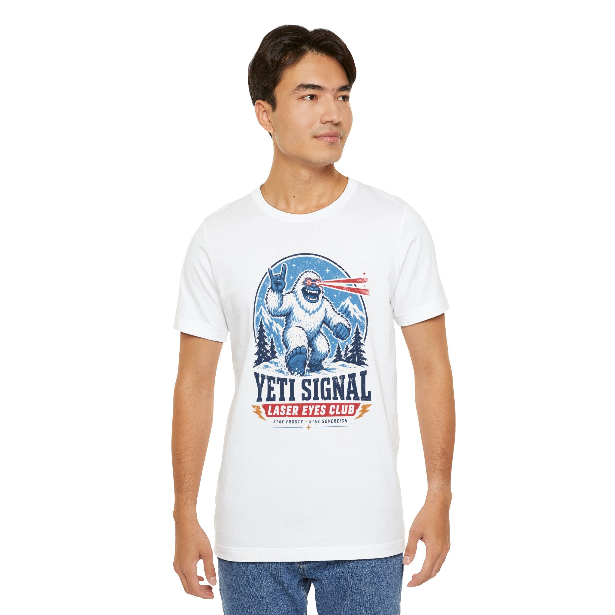 Yeti Signal Laser Eyes Club Bitcoin T-Shirt | Bella Canvas 3001