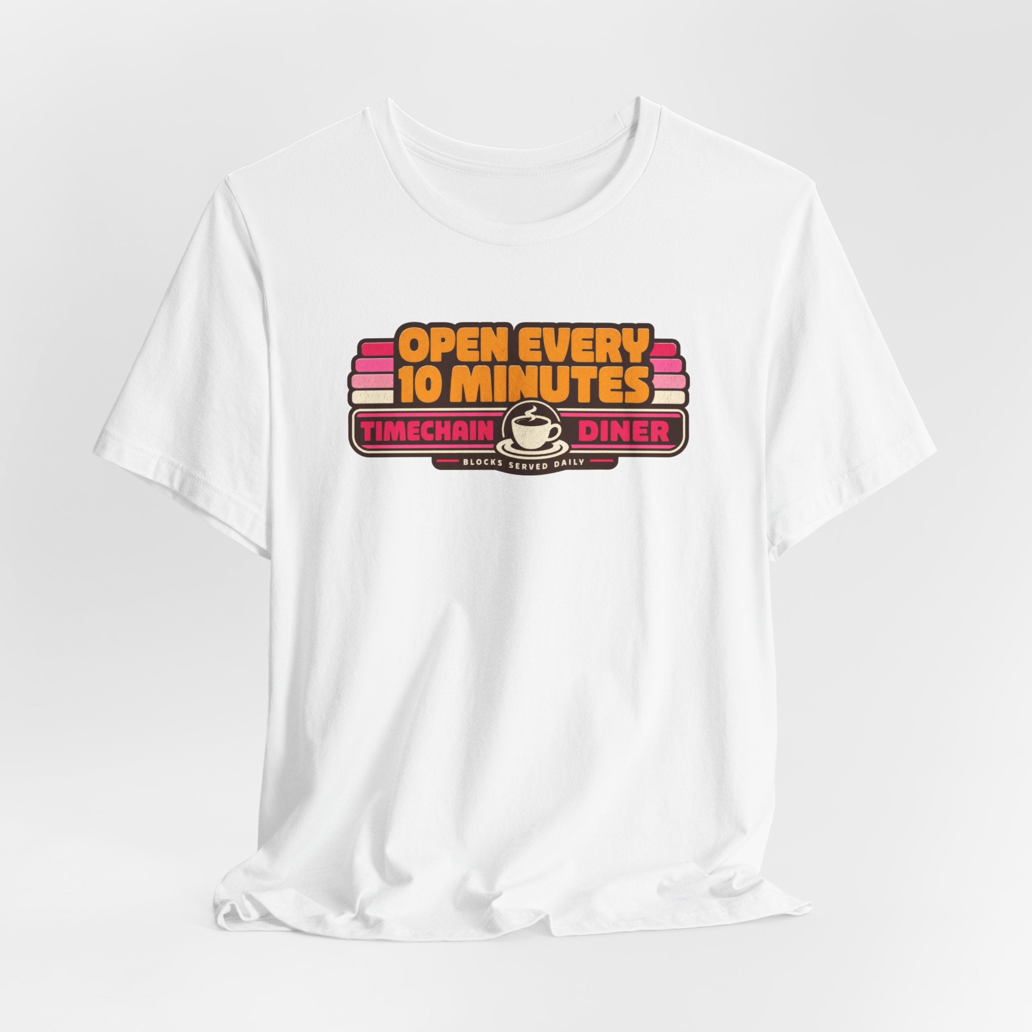 Incognito Open Every 10 Minutes Timechain Diner Tee | Retro Coffee T-Shirt | Bella Canvas 3001