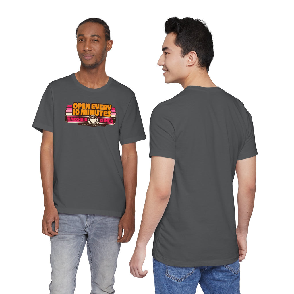 Incognito Open Every 10 Minutes Timechain Diner Tee | Retro Coffee T-Shirt | Bella Canvas 3001