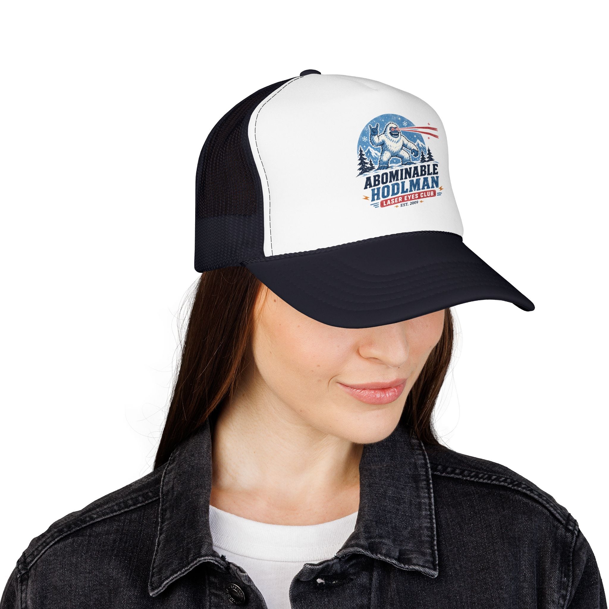 Abominable HODLman Laser Eyes Club Foam Trucker Hat