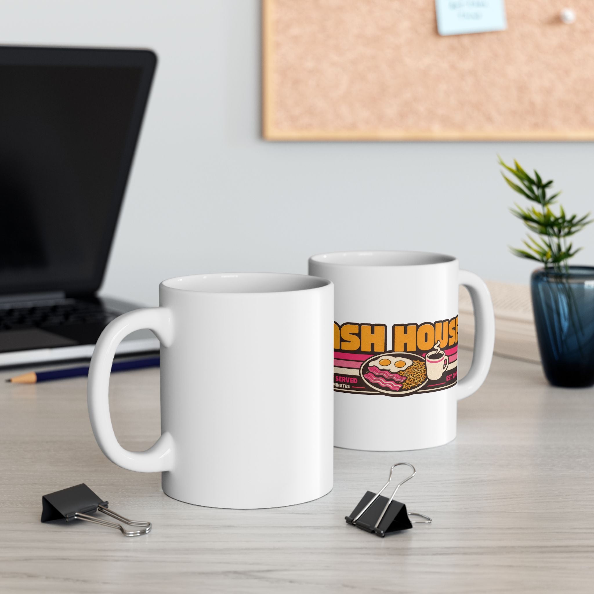 Hash House Retro Breakfast Logo Mug | Breakfast Served Every 10 Minutes | 11oz and 15 oz