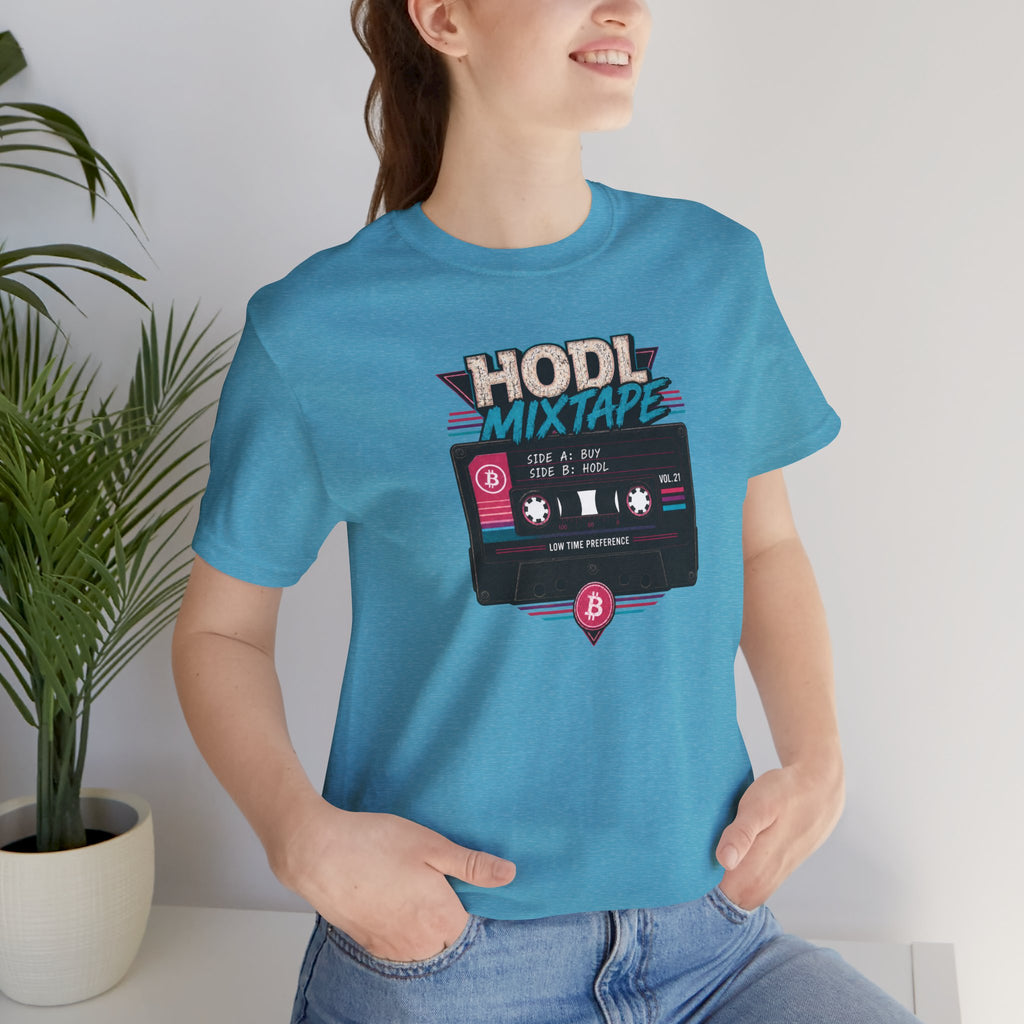 HODL Mixtape Cassette T-Shirt | Bitcoin Low Time Preference retro design Tee | Bella Canvas 3001