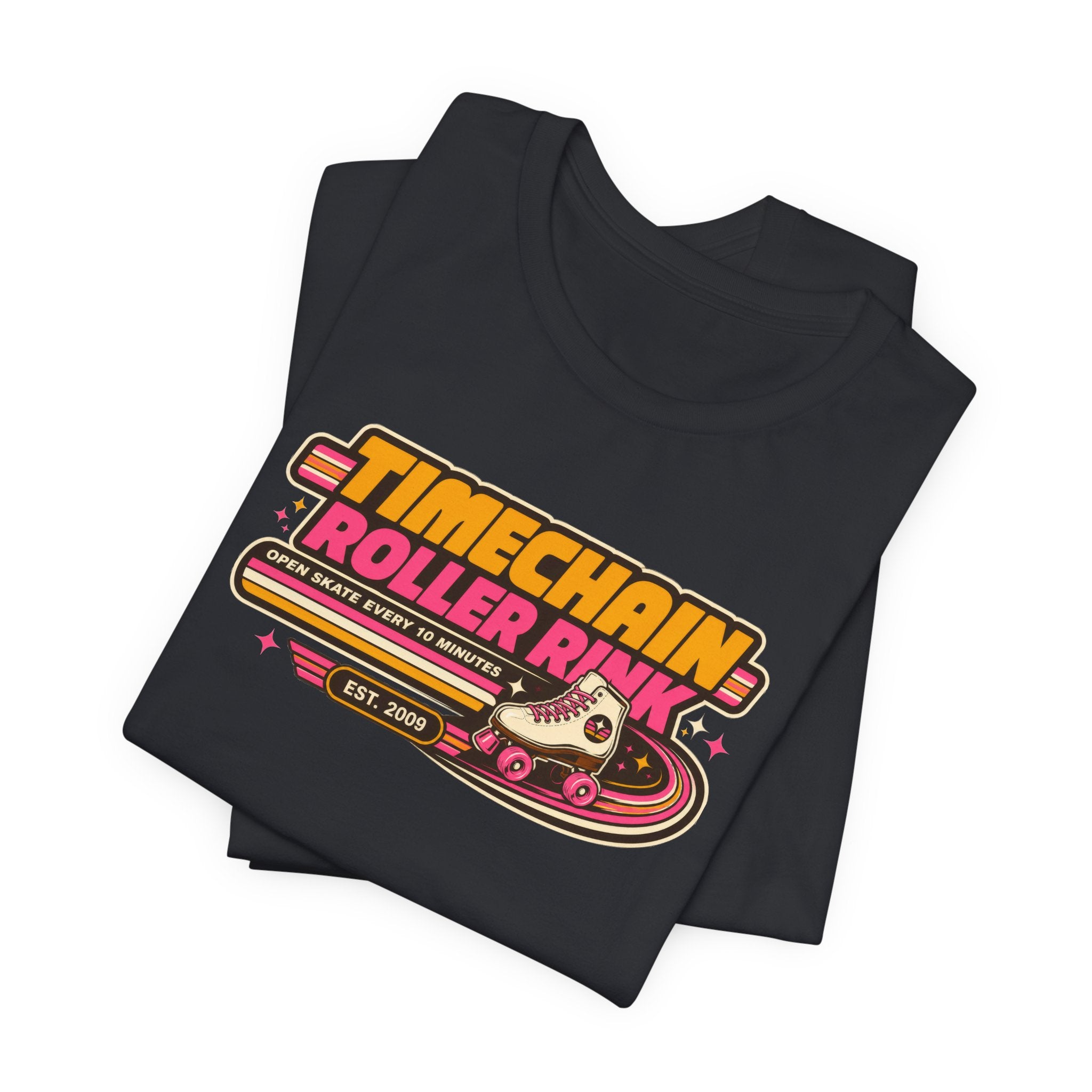 Incognito Timechain Roller Rink Bitcoin graphic tee | Retro roller skate design 
