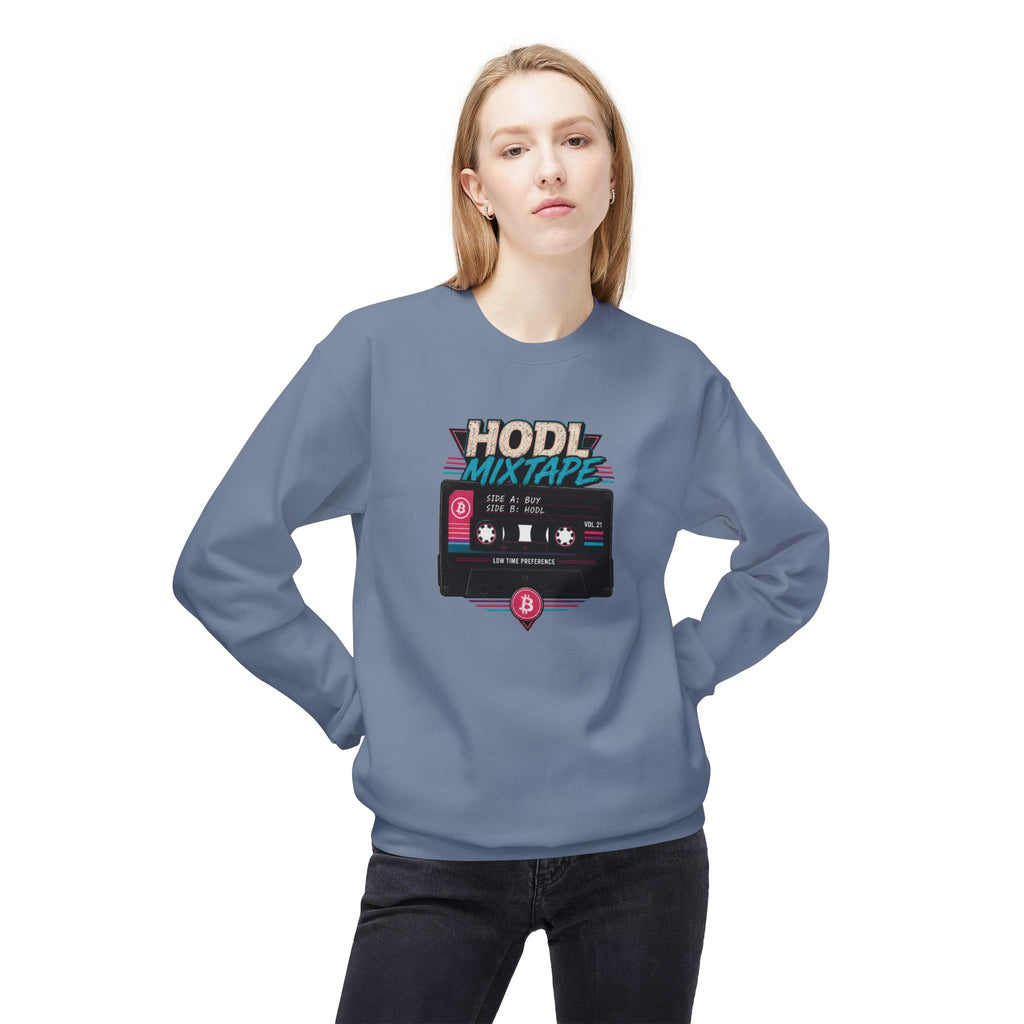 HODL Mixtape cassette design Sweatshirt | Bitcoin retro 80s style | Gildan SF000