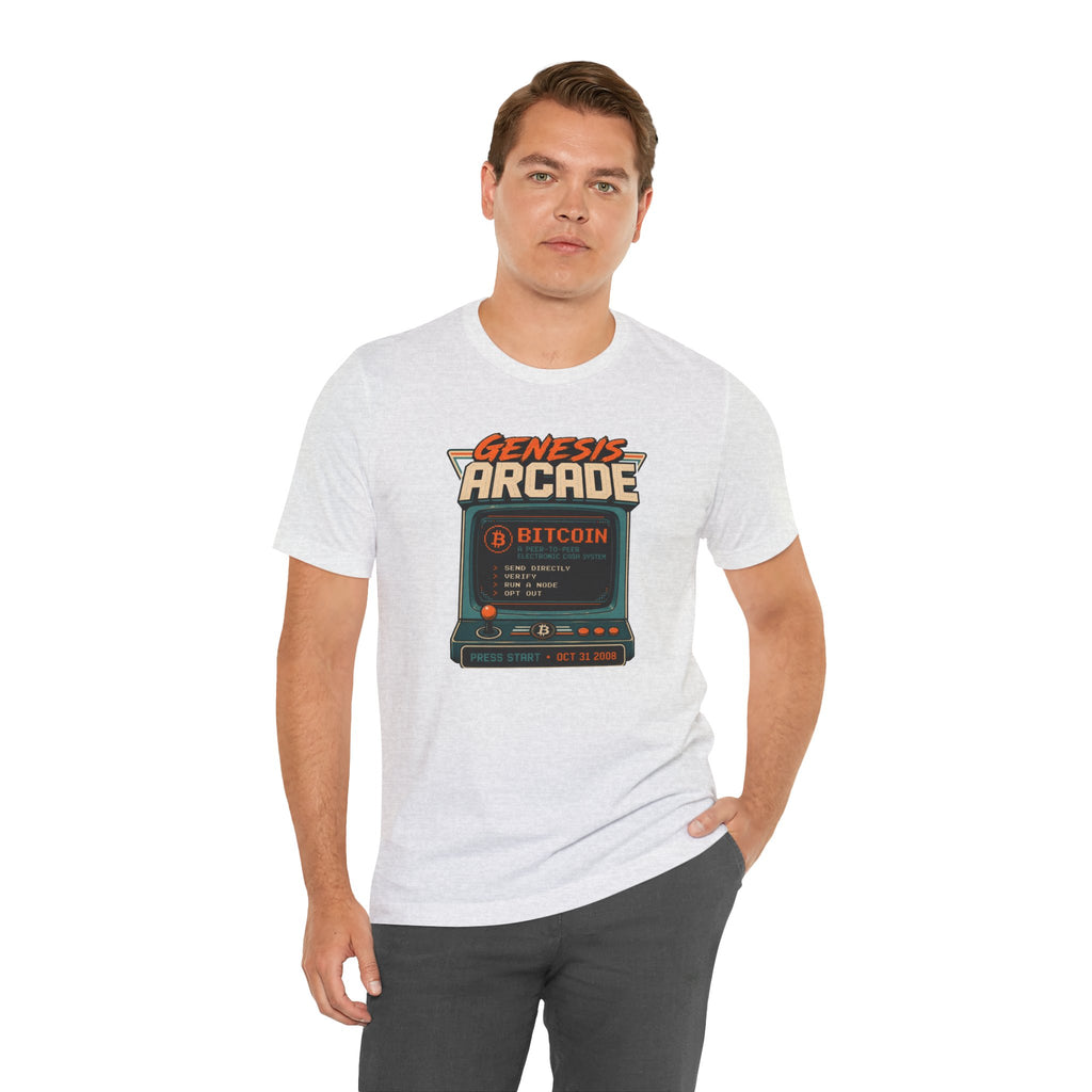 Bitcoin Genesis Block Retro Arcade T-Shirt | Bella Canvas 3001