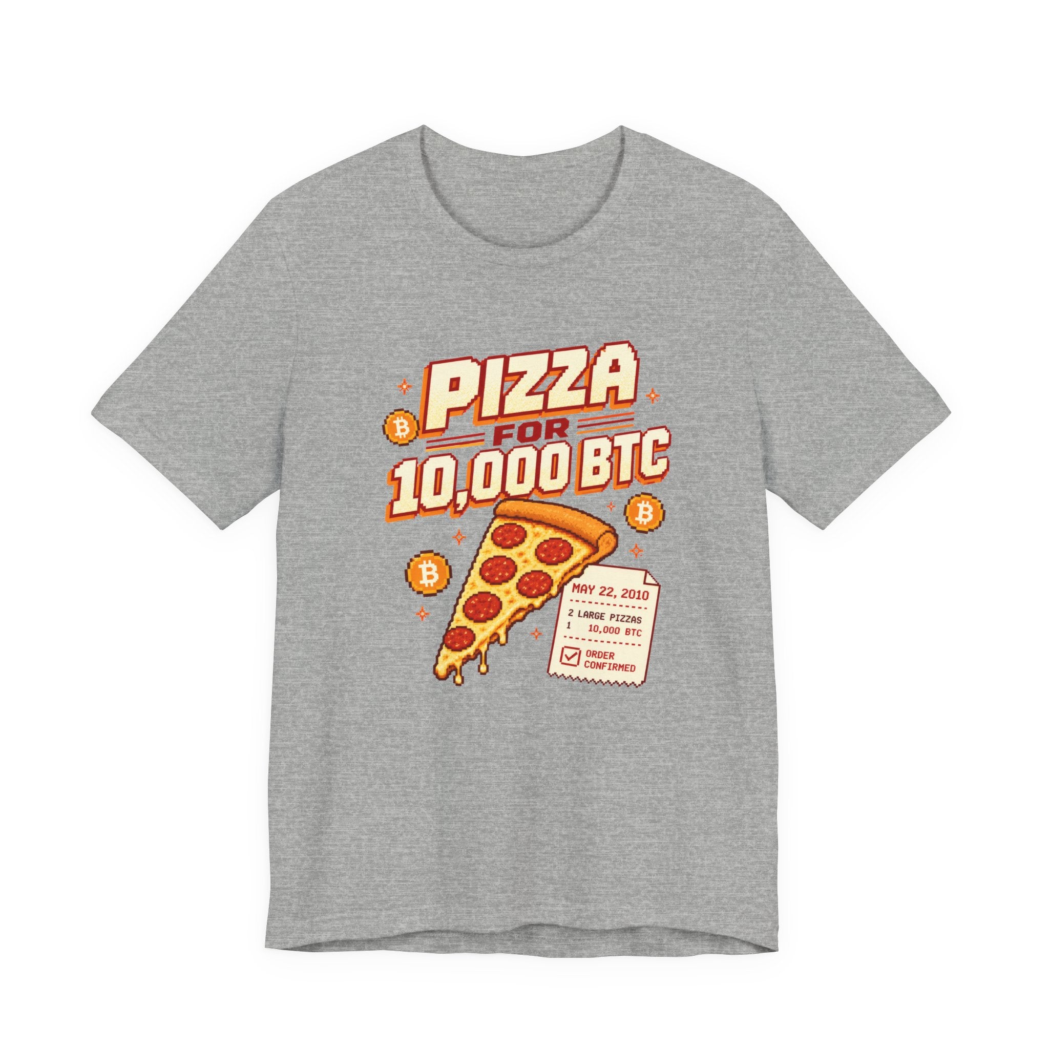 Pizza for 10,000 BTC T-Shirt | Bitcoin Pizza Day Tee | Bella Canvas 3001