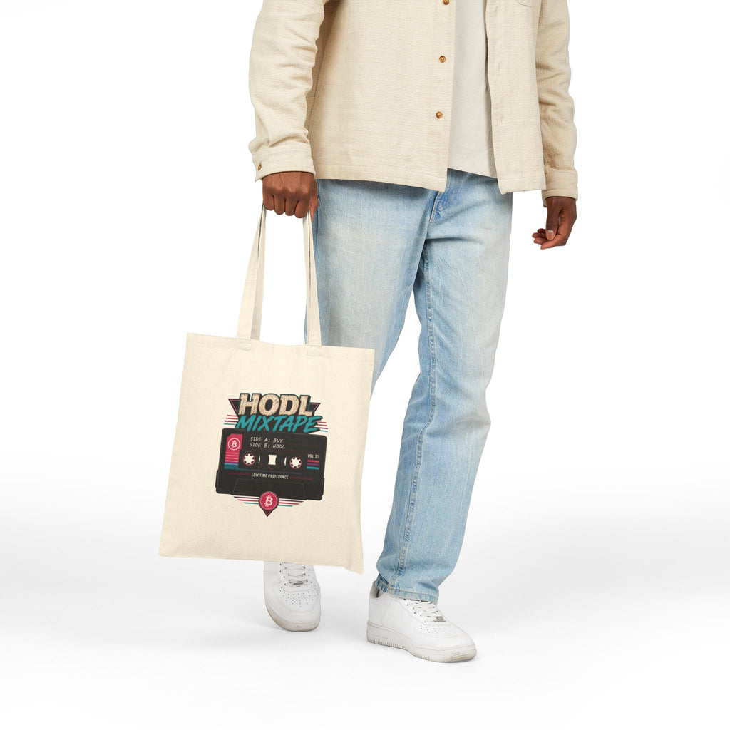 HODL Mixtape cassette tote bag | Cotton canvas tote, Bitcoin retro 80s style