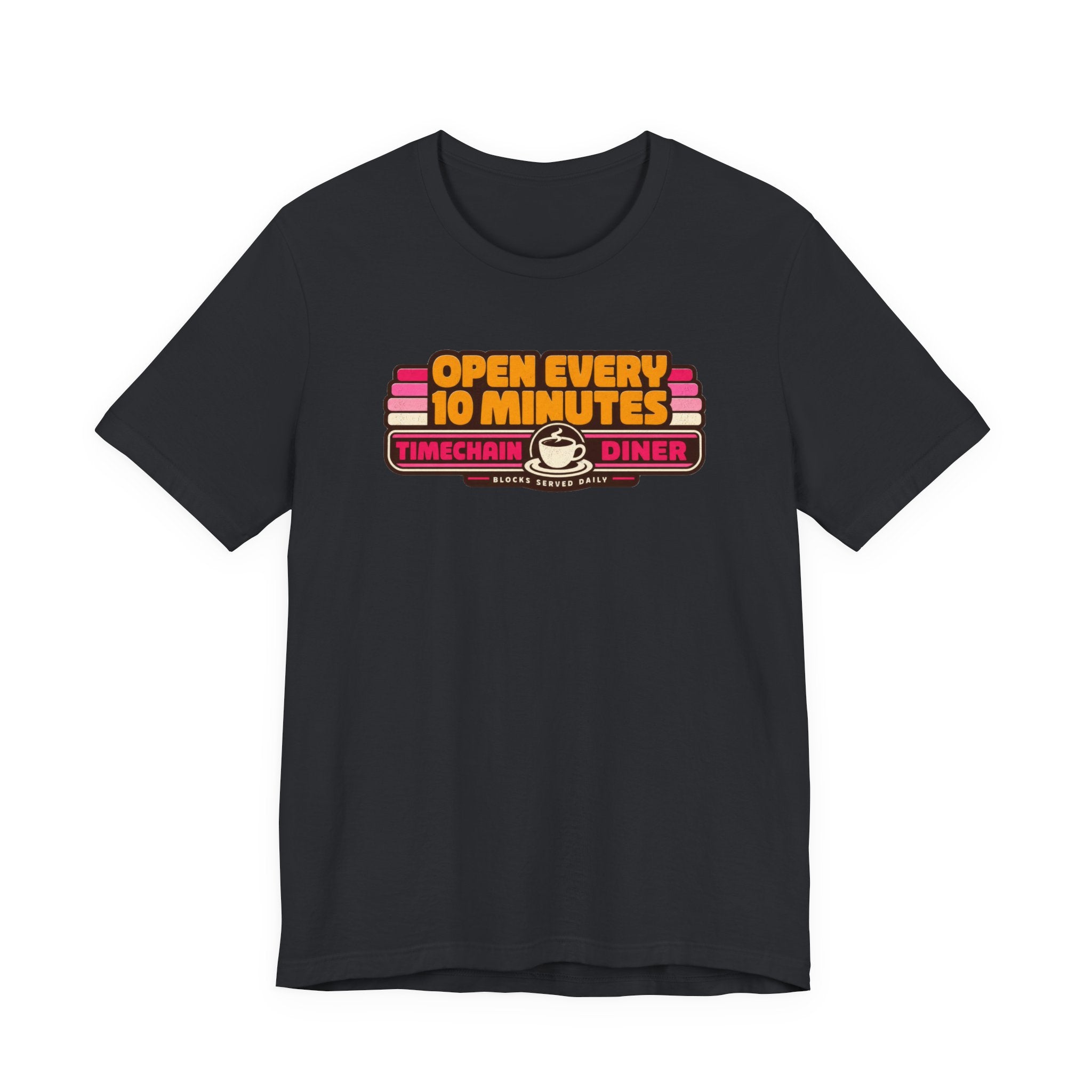Incognito Open Every 10 Minutes Timechain Diner Tee | Retro Coffee T-Shirt | Bella Canvas 3001