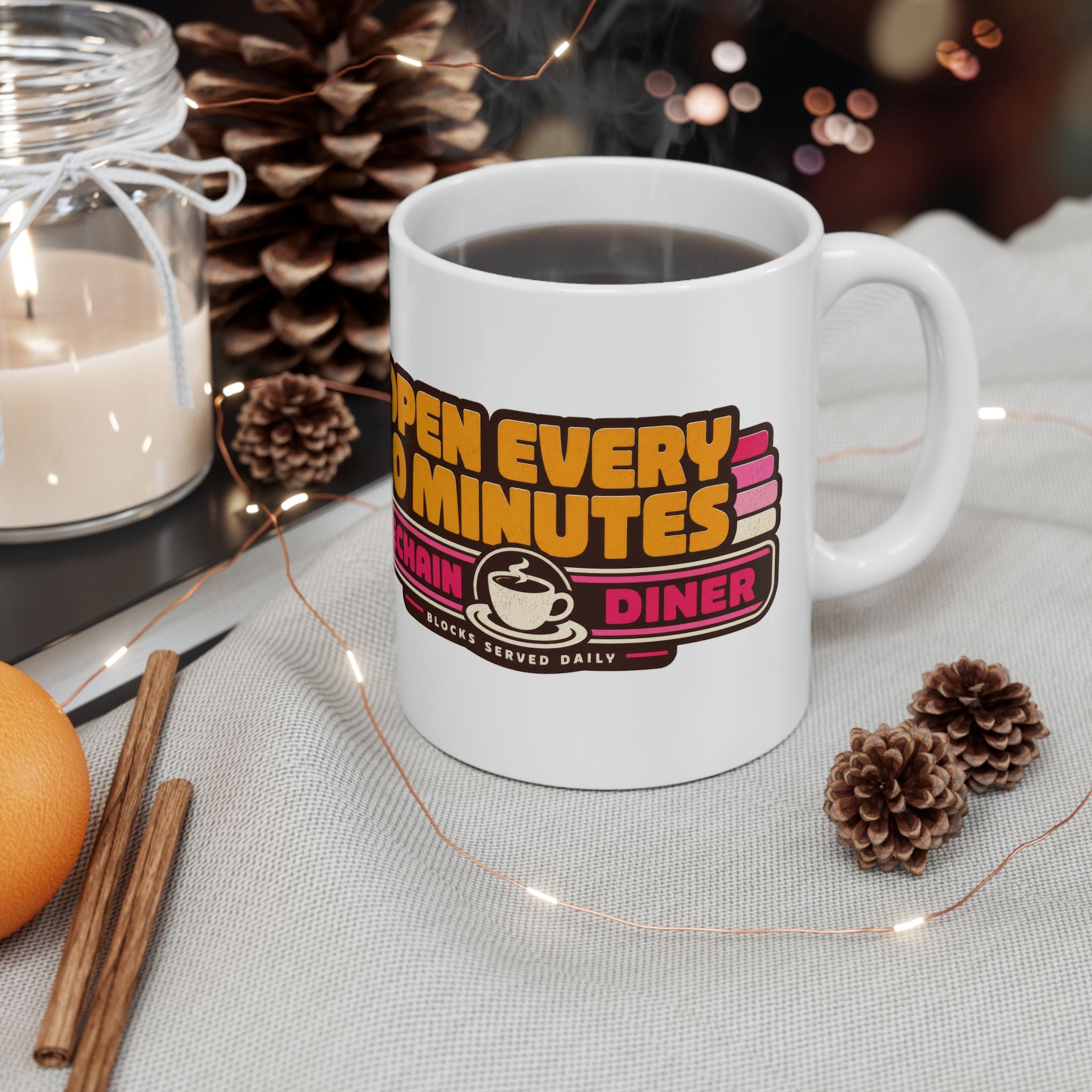 Open Every 10 Minutes Timechain Mug | Retro Coffee Mug | 11oz and 15 oz
