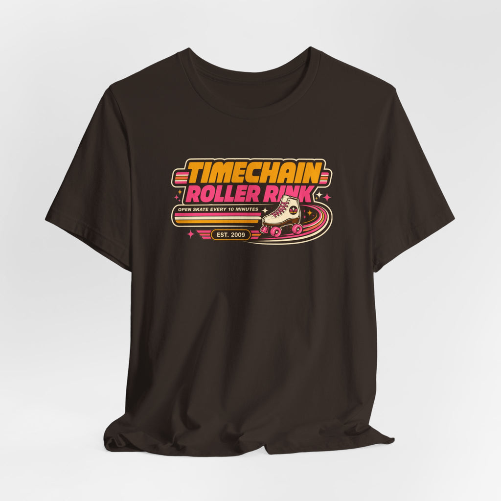 Incognito Timechain Roller Rink Bitcoin graphic tee | Retro roller skate design 