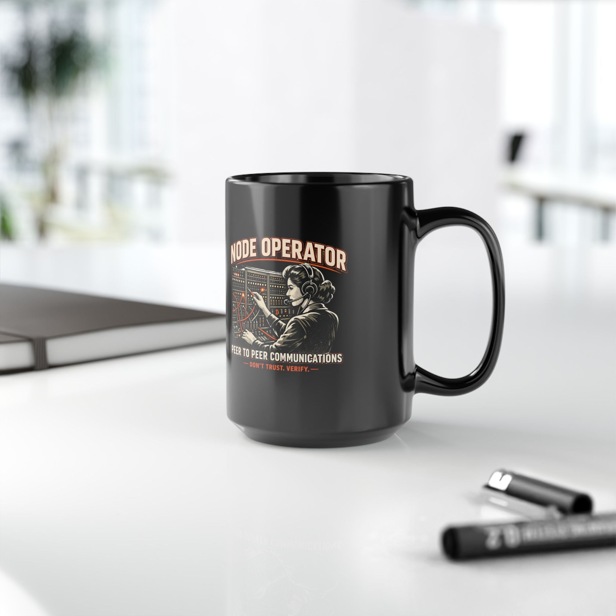 Node Operator switchboard vintage illustration Mug | IT networking coffee cup