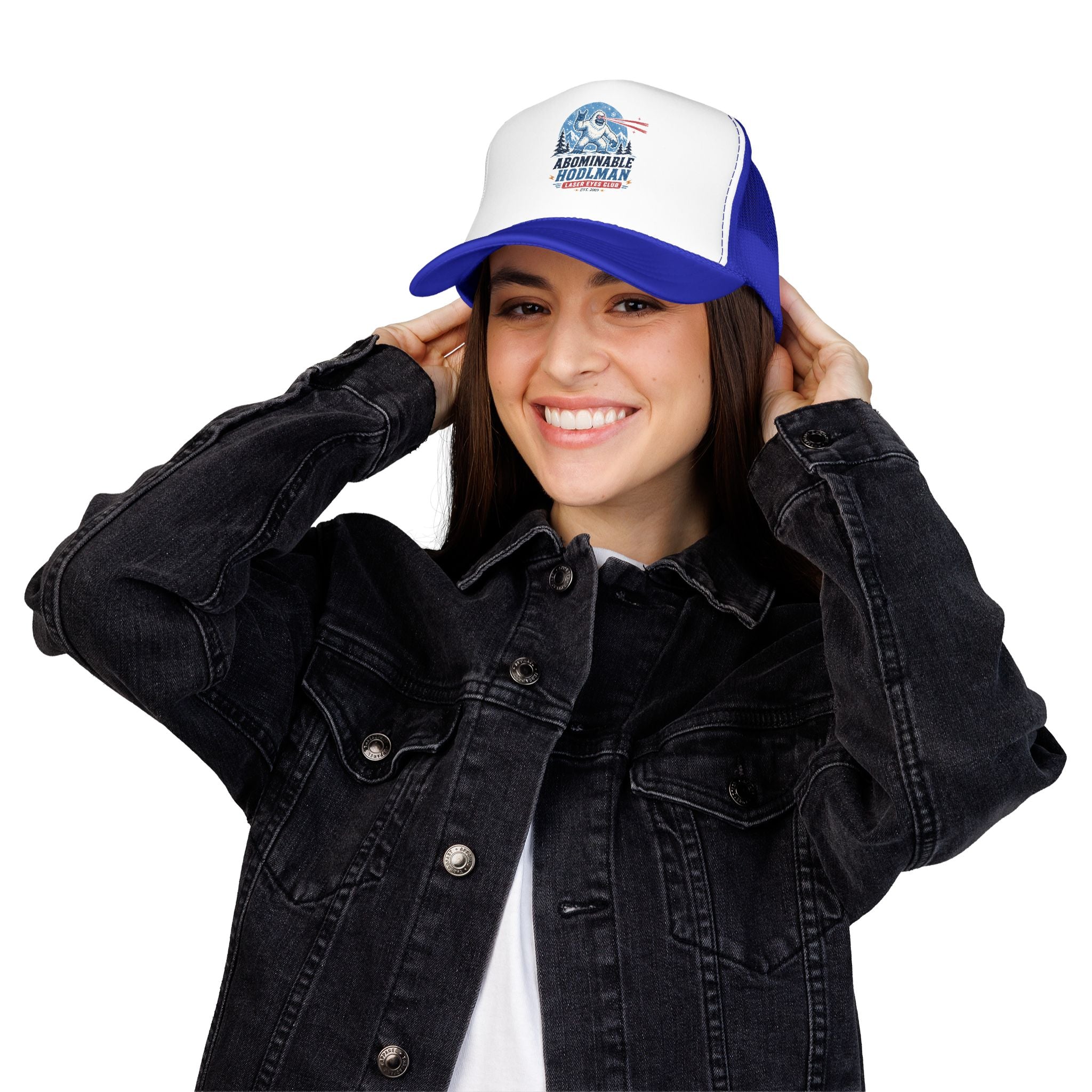 Abominable HODLman Laser Eyes Club Foam Trucker Hat
