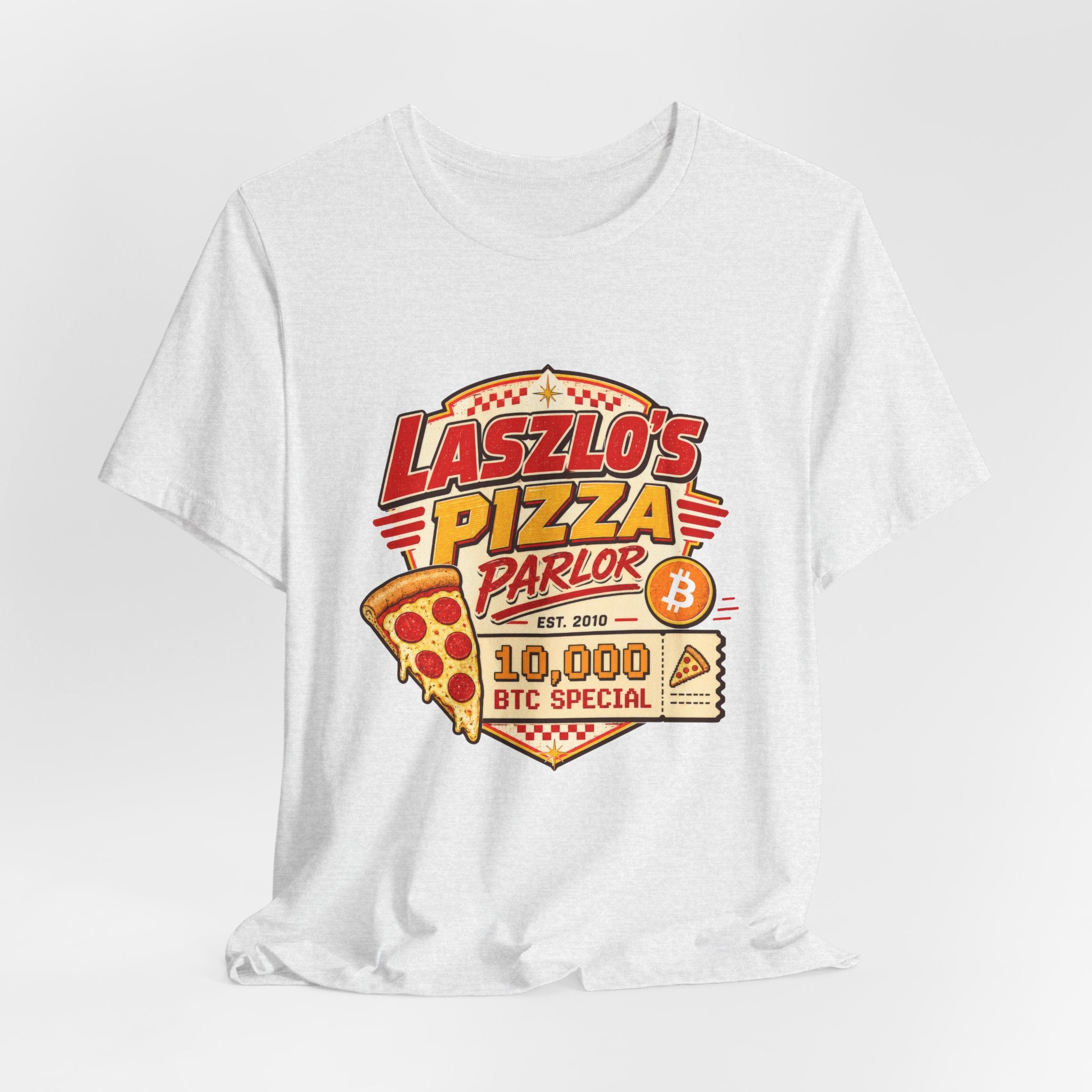 Laszlo's Pizza Parlor 10,000 Bitcoin Pizza Day Tee | Bella Canvas 3001