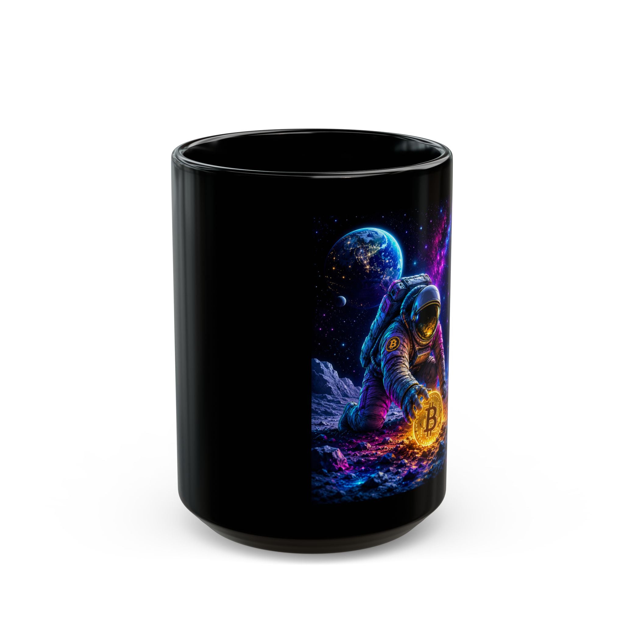 Bitcoin Astronaut Mug | Black Ceramic Coffee Cup