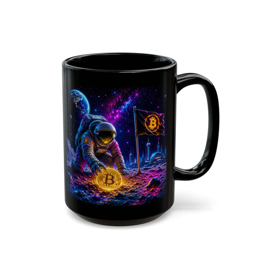 Bitcoin Astronaut Mug | Black Ceramic Coffee Cup