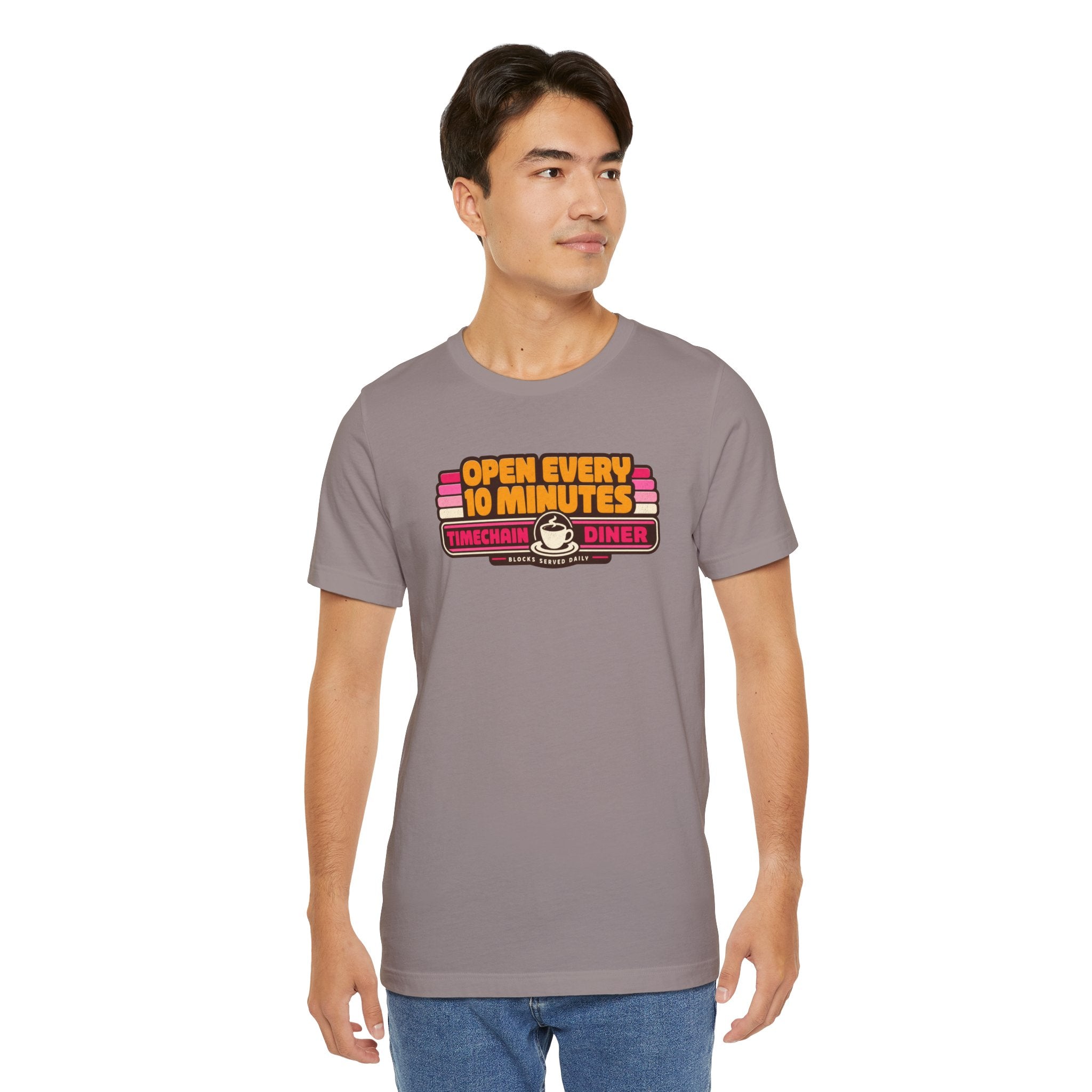 Incognito Open Every 10 Minutes Timechain Diner Tee | Retro Coffee T-Shirt | Bella Canvas 3001