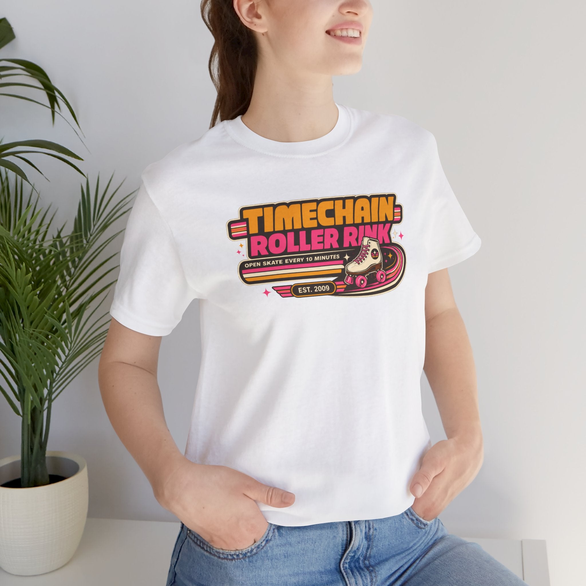 Incognito Timechain Roller Rink graphic tee | Retro roller skate design | Bella Canvas 3001