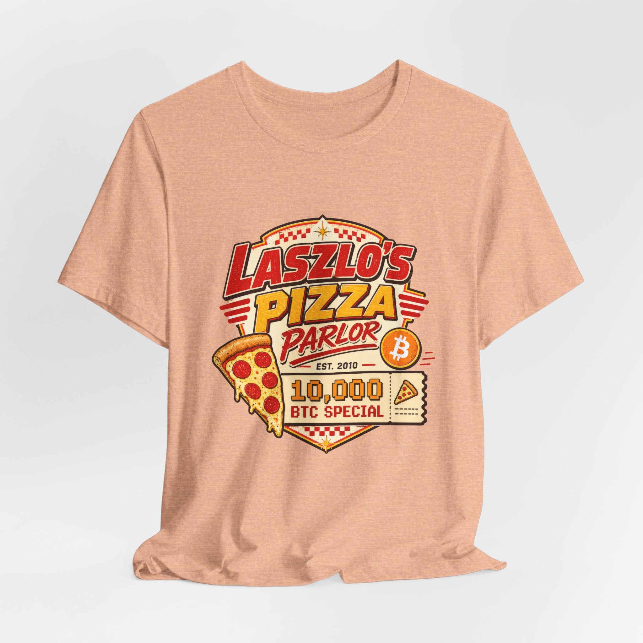 Laszlo's Pizza Parlor 10,000 Bitcoin Pizza Day Tee | Bella Canvas 3001