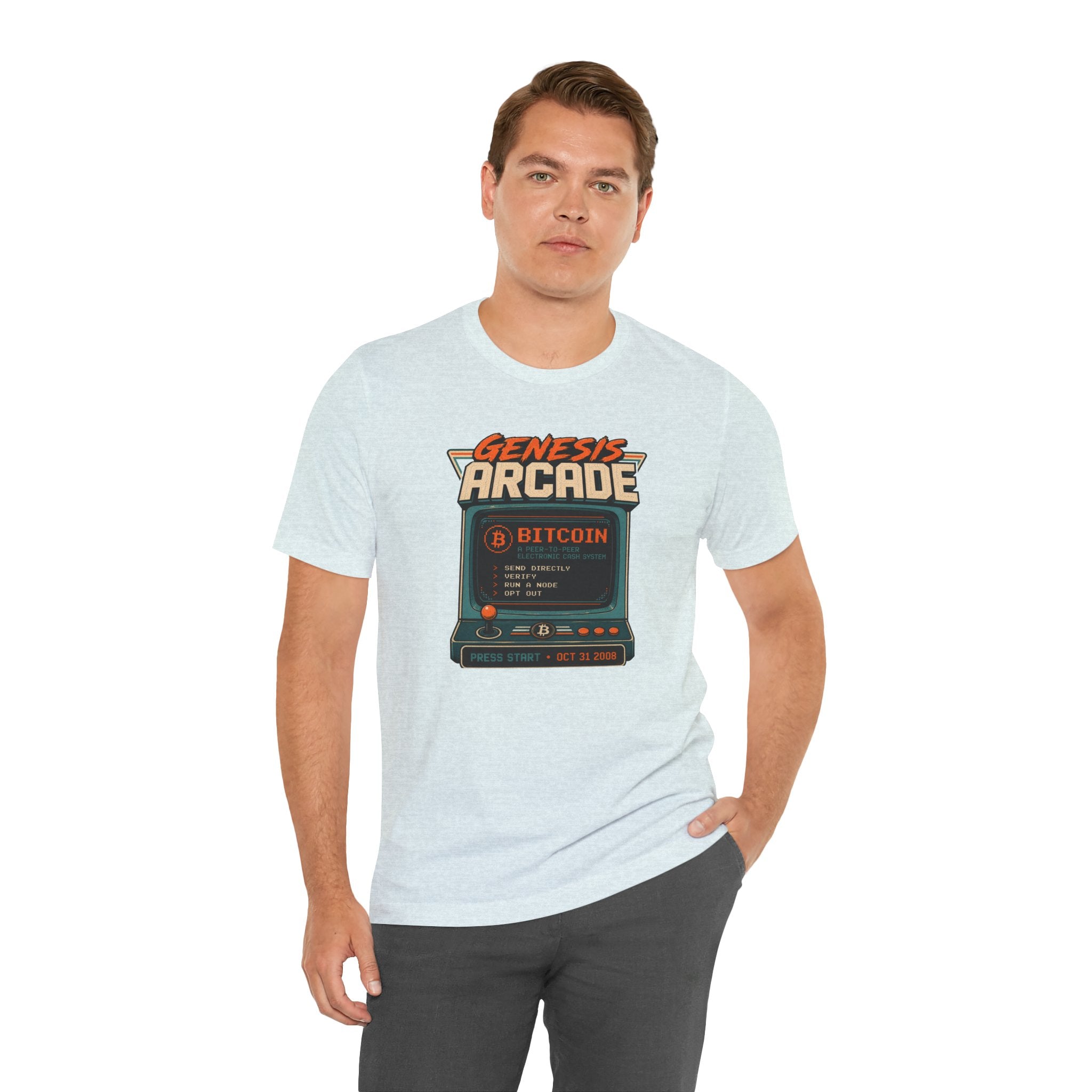 Bitcoin Genesis Block Retro Arcade T-Shirt | Bella Canvas 3001