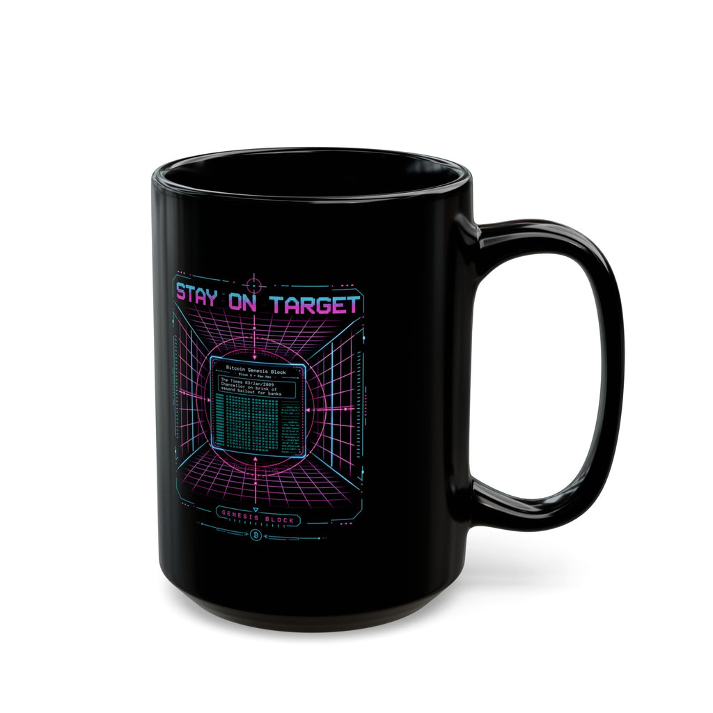 Stay On Target Retro Bitcoin Genesis Block Mug 11oz and 15oz
