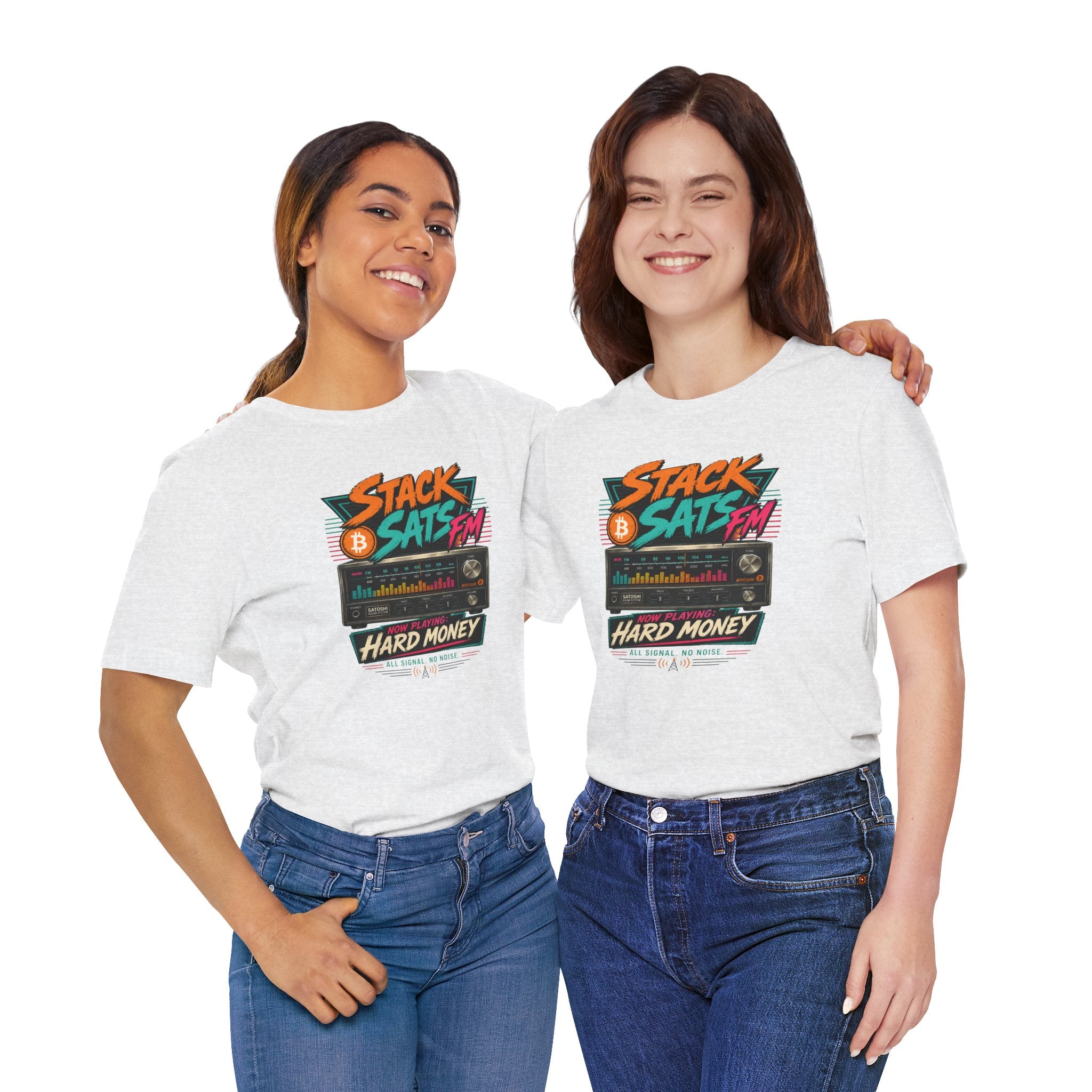 Stack Sats FM Radio cassette graphic T-shirt | Bitcoin hard money 80s retro Tee | Bella Canvas 3001