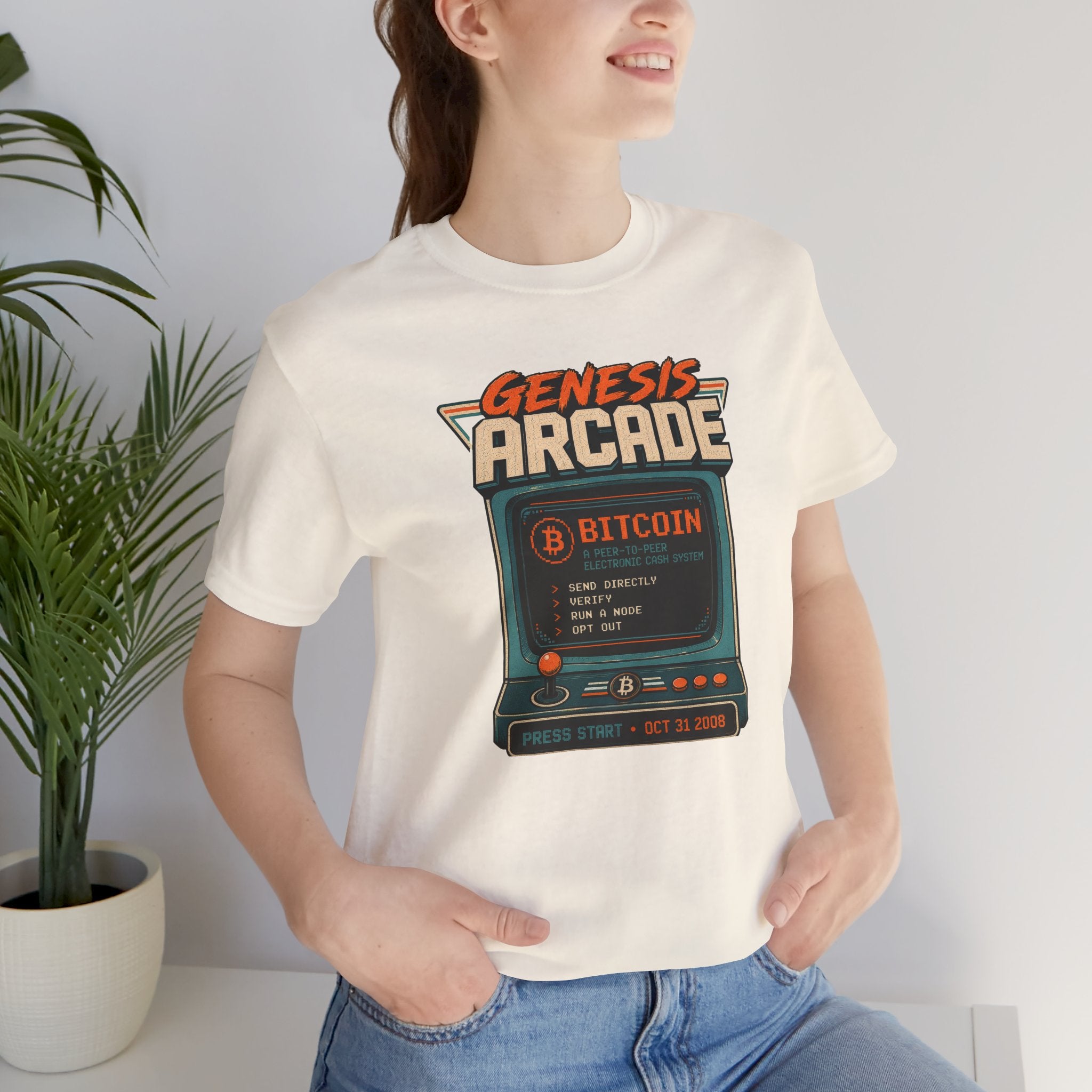 Bitcoin Genesis Block Retro Arcade T-Shirt | Bella Canvas 3001