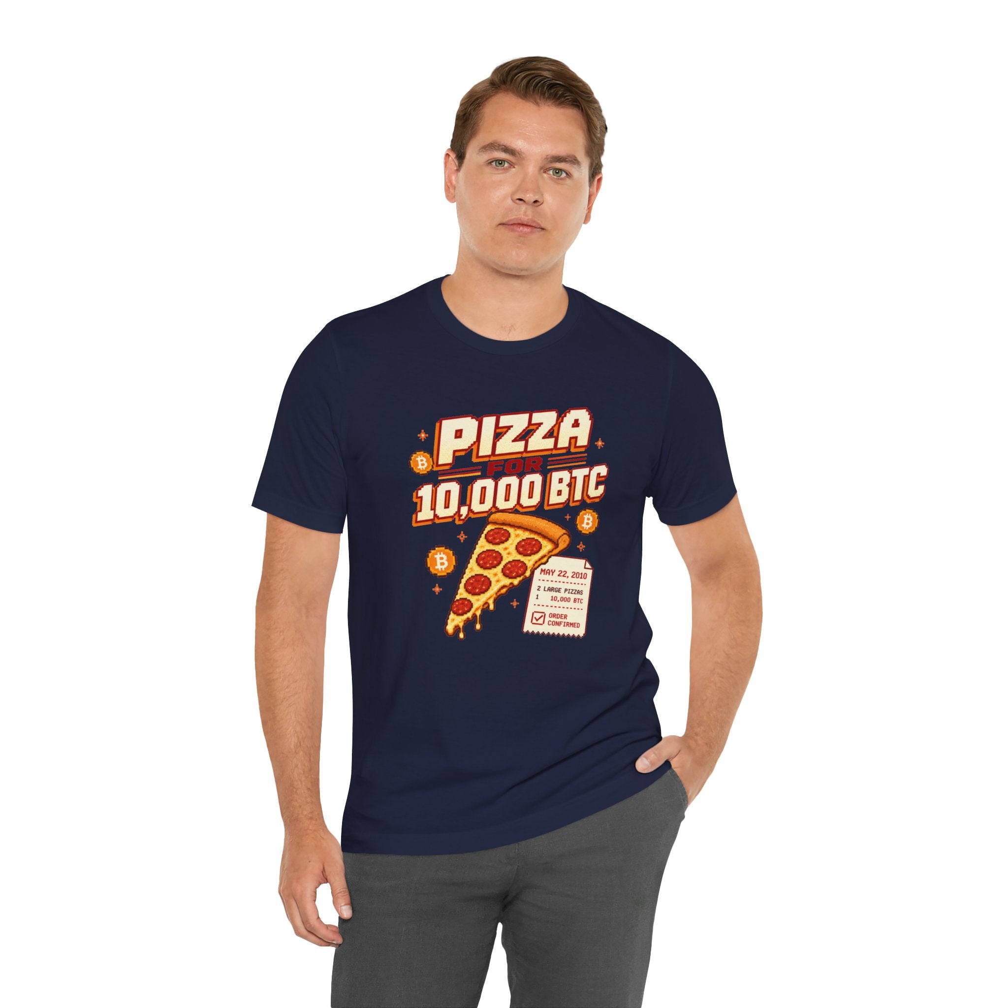 Pizza for 10,000 BTC T-Shirt | Bitcoin Pizza Day Tee | Bella Canvas 3001
