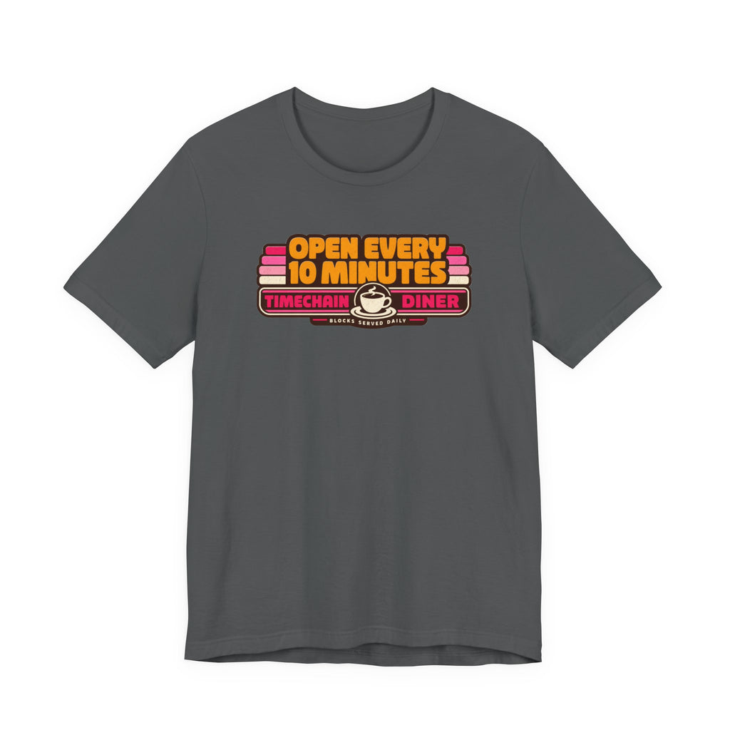 Incognito Open Every 10 Minutes Timechain Diner Tee | Retro Coffee T-Shirt | Bella Canvas 3001