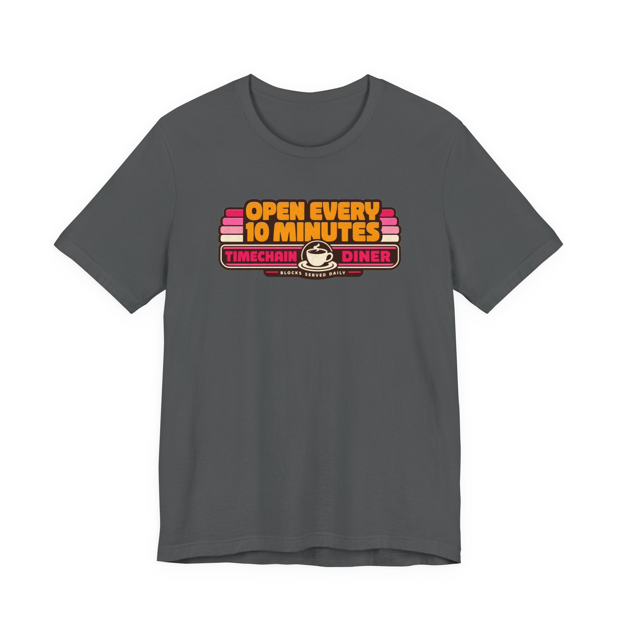 Incognito Open Every 10 Minutes Timechain Diner Tee | Retro Coffee T-Shirt | Bella Canvas 3001